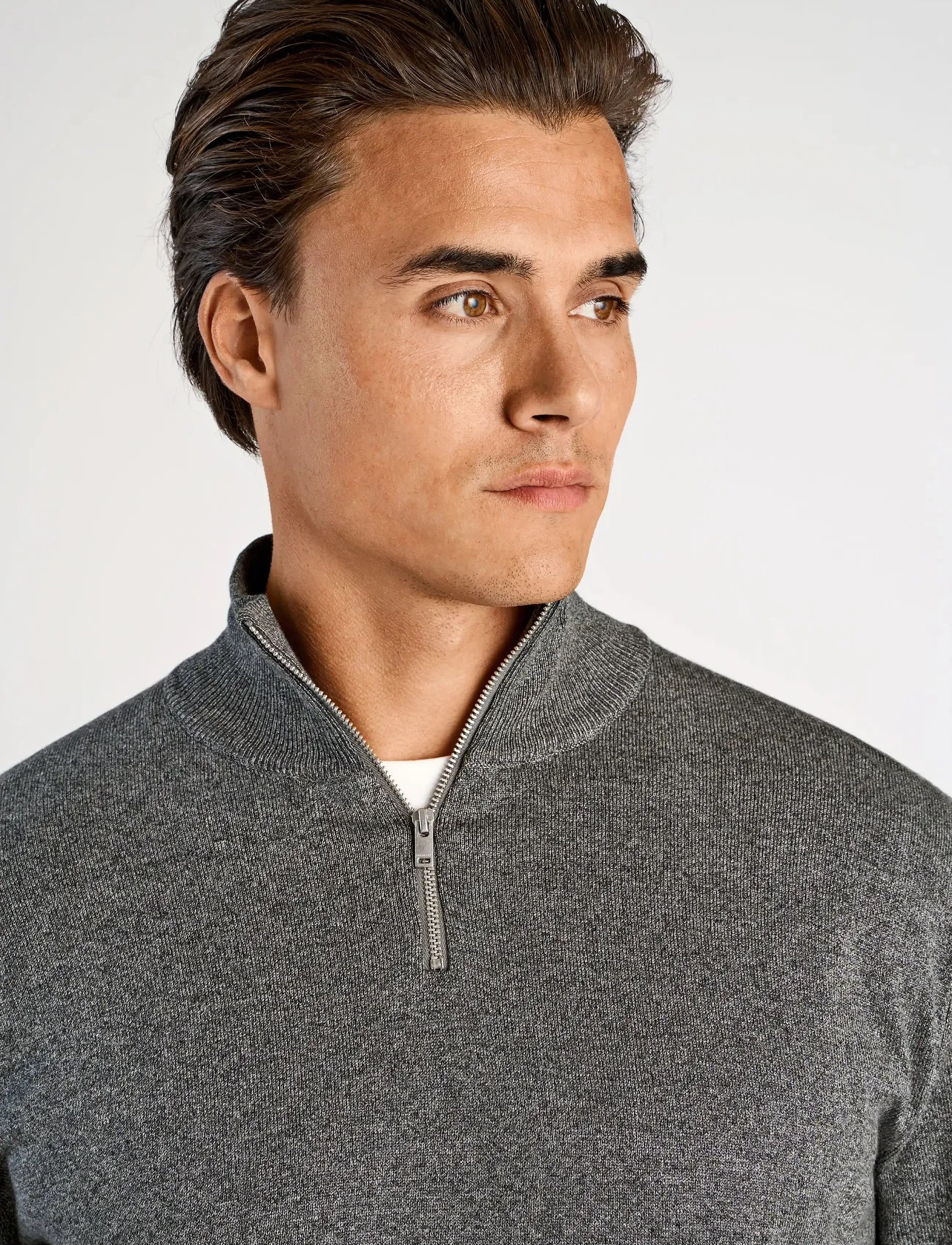 Lindbergh - Ecovero half zip L/S knit - mænd - dk army blend - 5