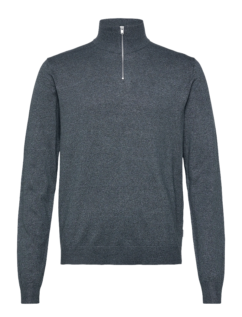 Lindbergh - Ecovero half zip L/S knit - pullover mit halbem reißverschluss - dk blue blend - 0