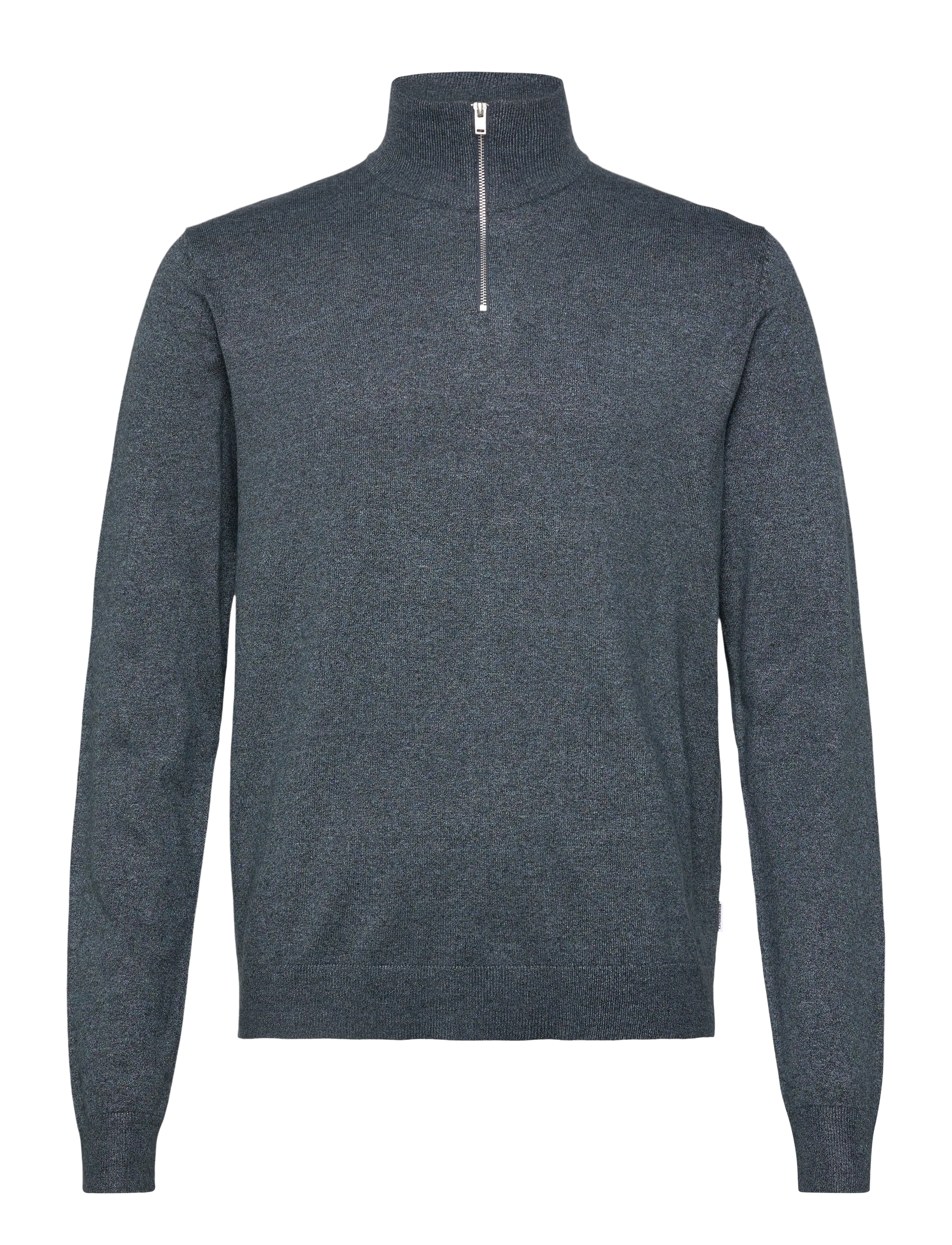 Lindbergh Ecovero half zip L/S knit - Kudumid - DK BLUE BLEND / grey