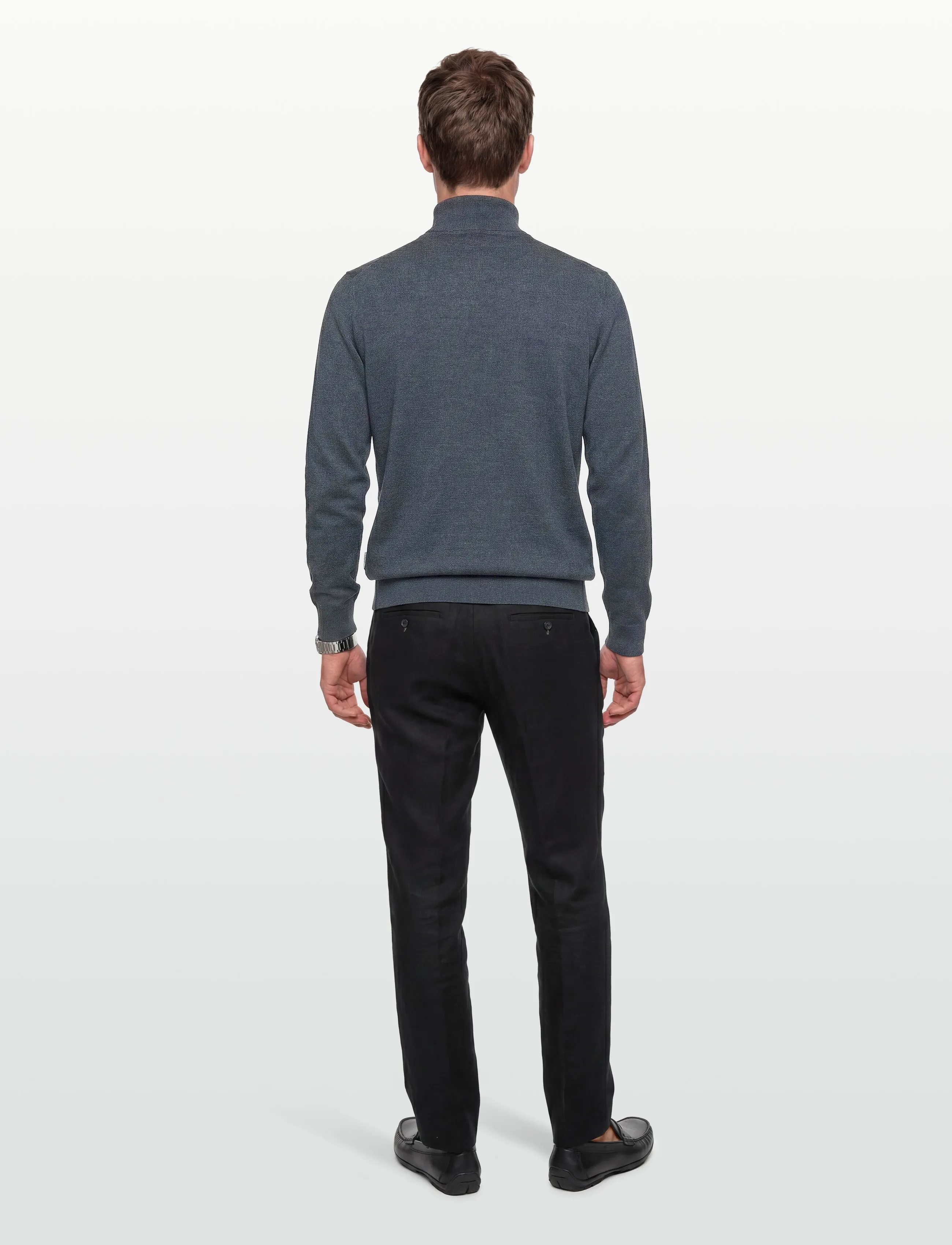 Lindbergh - Ecovero half zip L/S knit - män - dk blue blend - 4