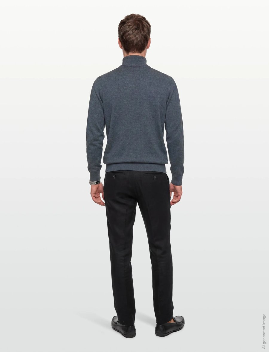 Lindbergh - Ecovero half zip L/S knit - pullover mit halbem reißverschluss - dk blue blend - 4