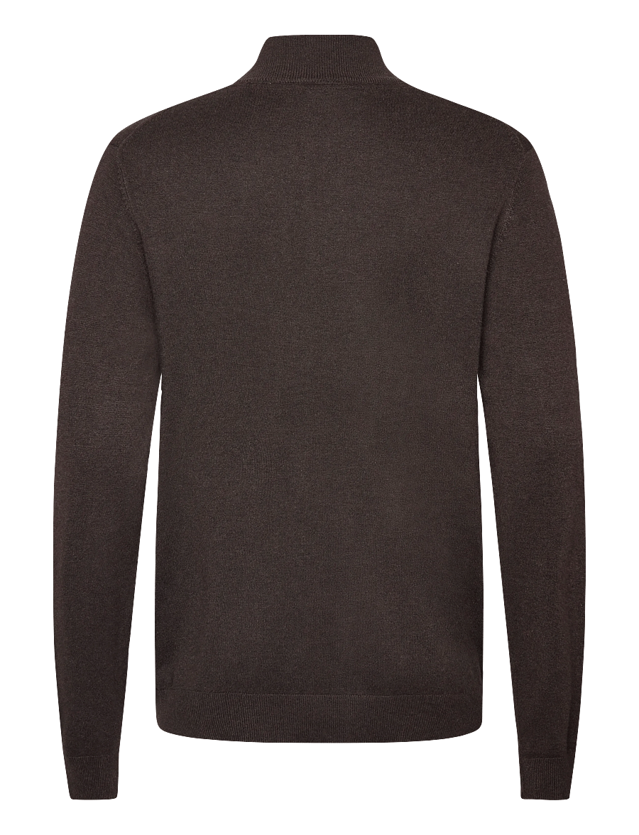 Lindbergh - Ecovero half zip L/S knit - pullover mit halbem reißverschluss - dk brown mel - 2