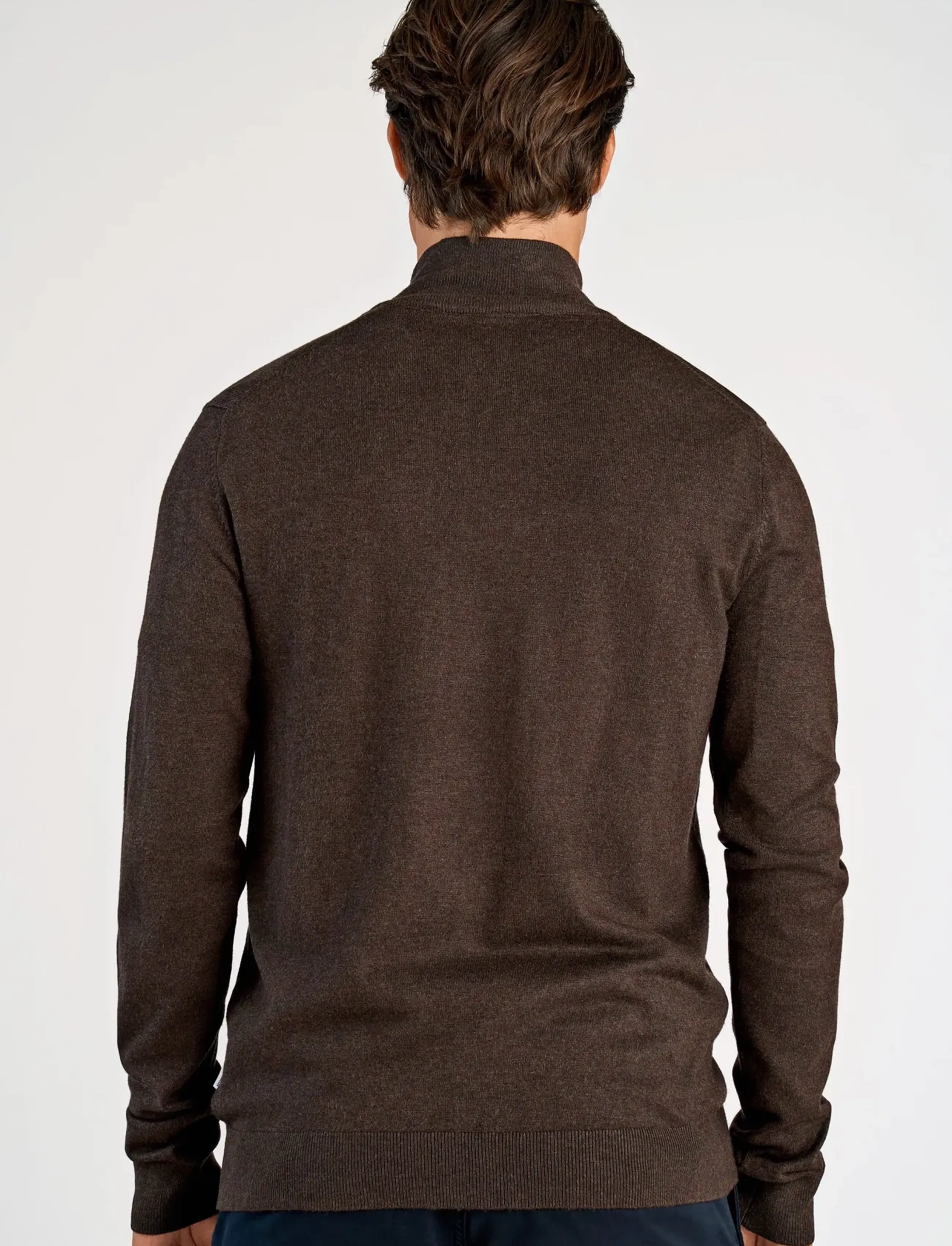 Lindbergh - Ecovero half zip L/S knit - pullover mit halbem reißverschluss - dk brown mel - 4