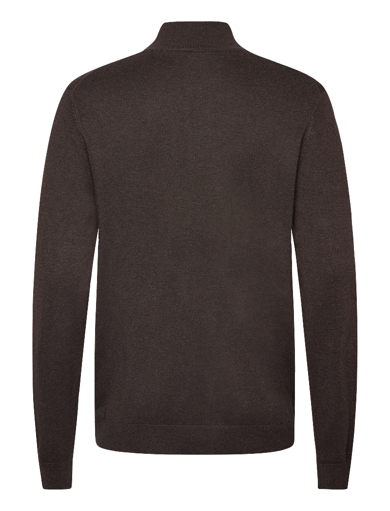 Lindbergh - Ecovero half zip L/S knit - pullover mit halbem reißverschluss - dk brown mel - 2