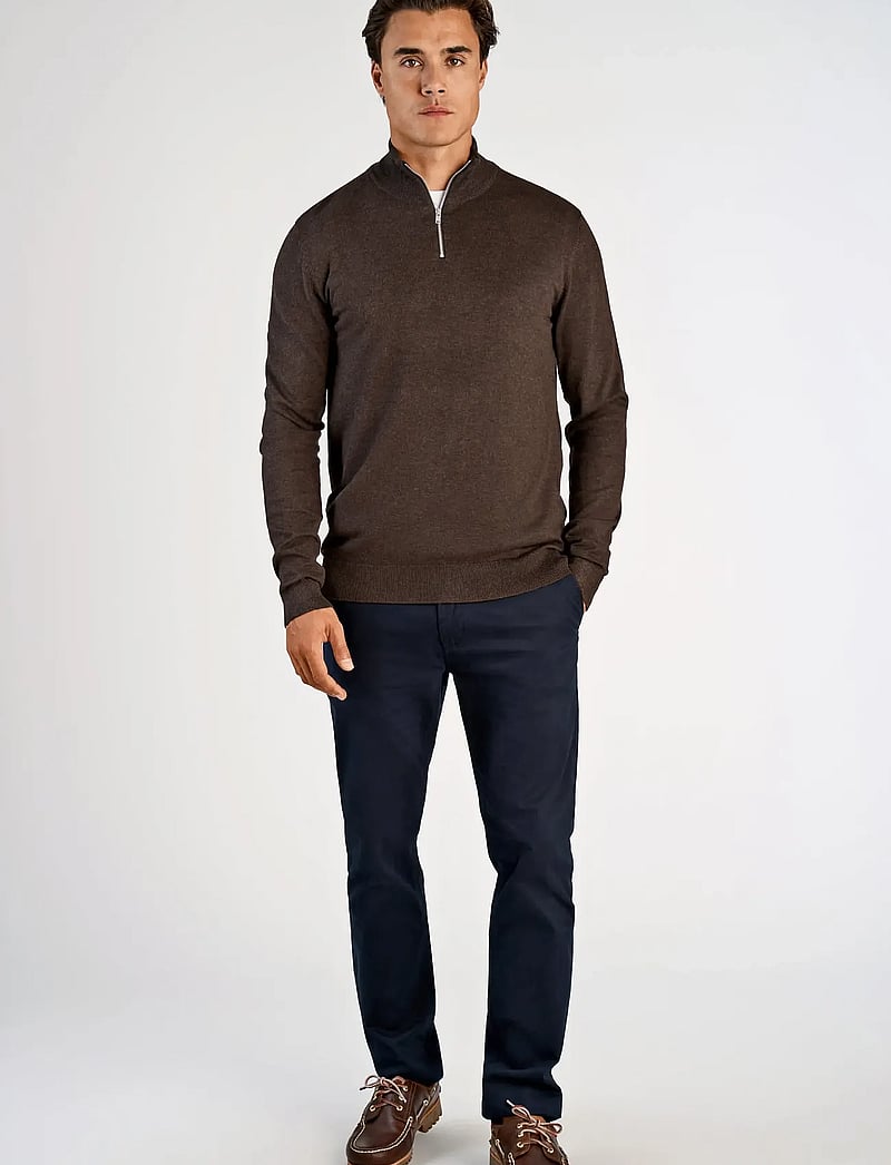 Lindbergh - Ecovero half zip L/S knit - pullover mit halbem reißverschluss - dk brown mel - 3
