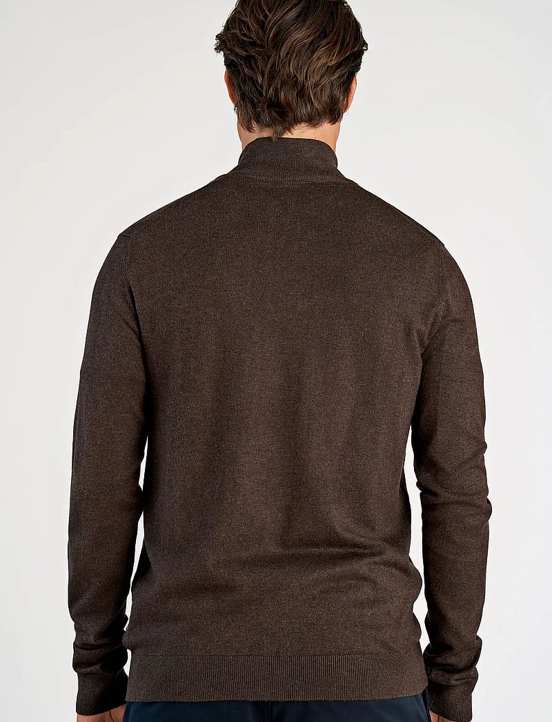 Lindbergh - Ecovero half zip L/S knit - pullover mit halbem reißverschluss - dk brown mel - 4