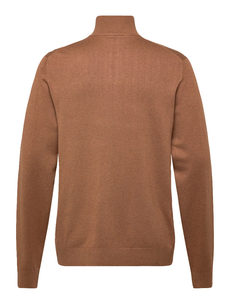 Lindbergh - Ecovero half zip L/S knit - pullover mit halbem reißverschluss - dk camel mel - 1