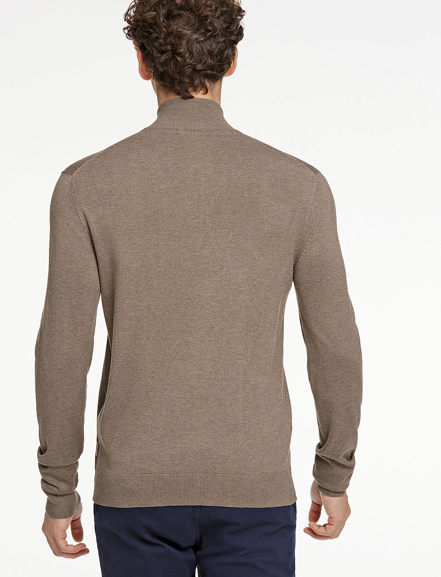 Lindbergh - Ecovero half zip L/S knit - pullover mit halbem reißverschluss - dk sand mel - 3