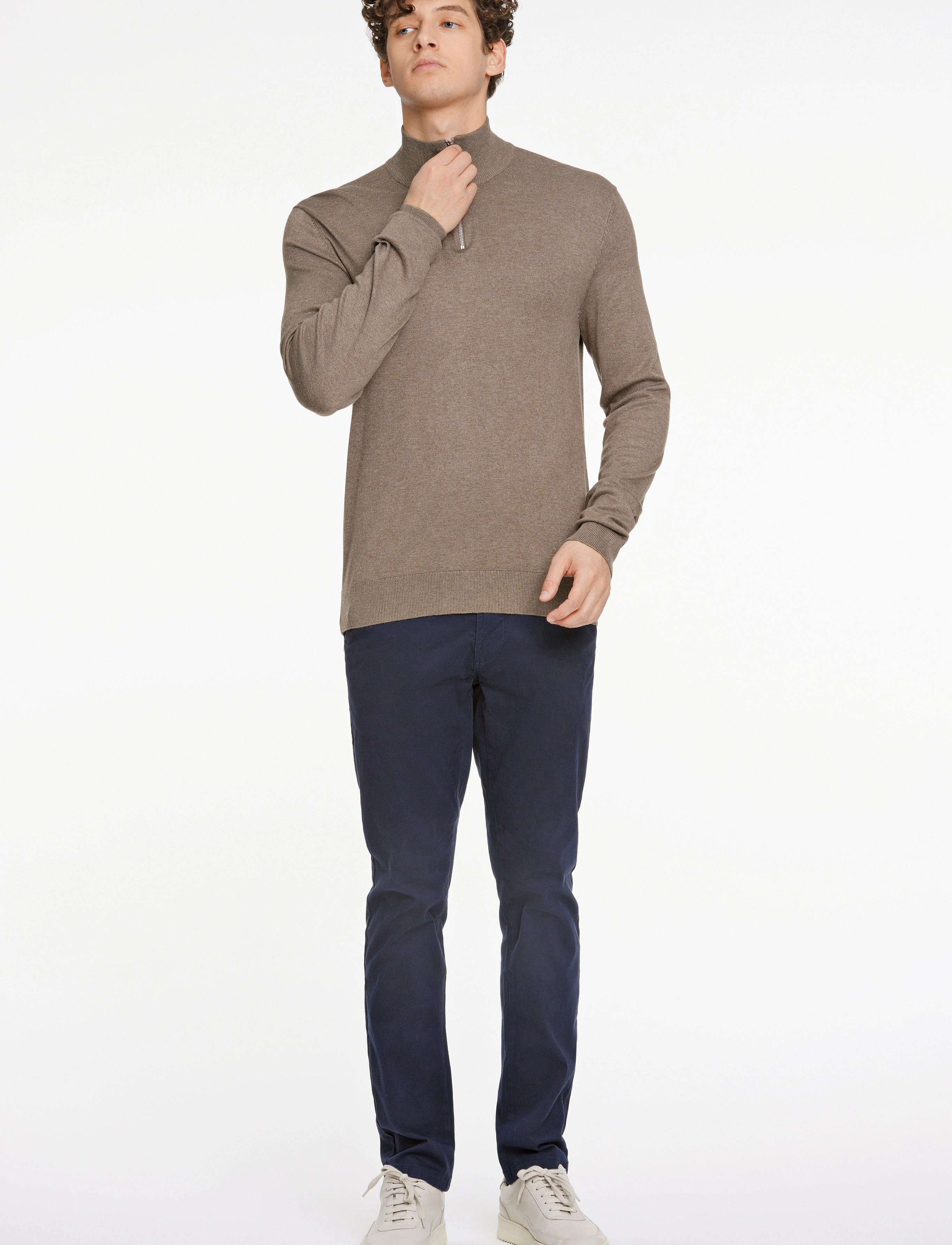 Lindbergh - Ecovero half zip L/S knit - pullover mit halbem reißverschluss - dk sand mel - 4