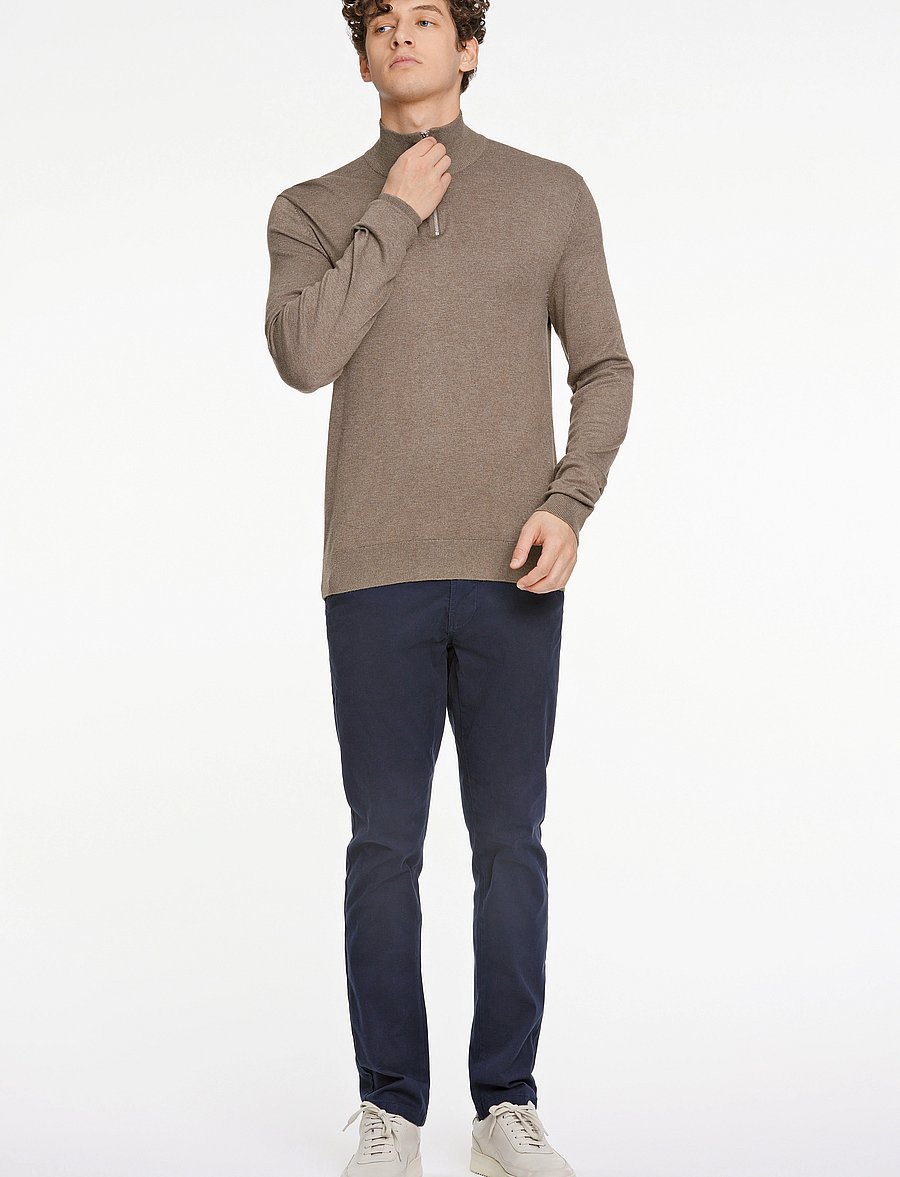 Lindbergh - Ecovero half zip L/S knit - pullover mit halbem reißverschluss - dk sand mel - 4