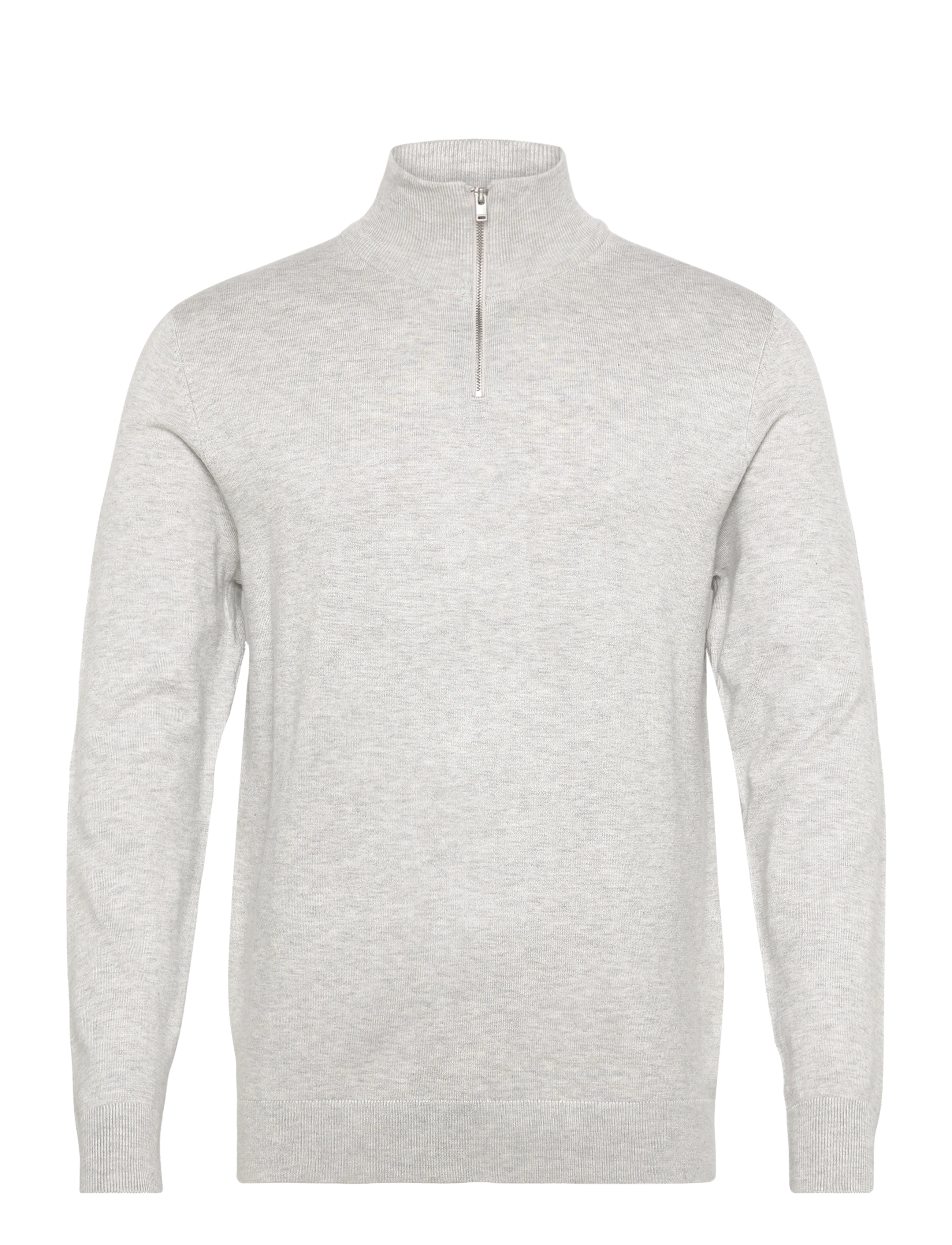 Lindbergh Ecovero half zip L/S knit - Knitwear - FAIR GREY MEL / grey