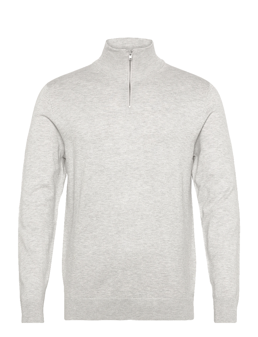 Lindbergh - Ecovero half zip L/S knit - pullover mit halbem reißverschluss - fair grey mel - 1