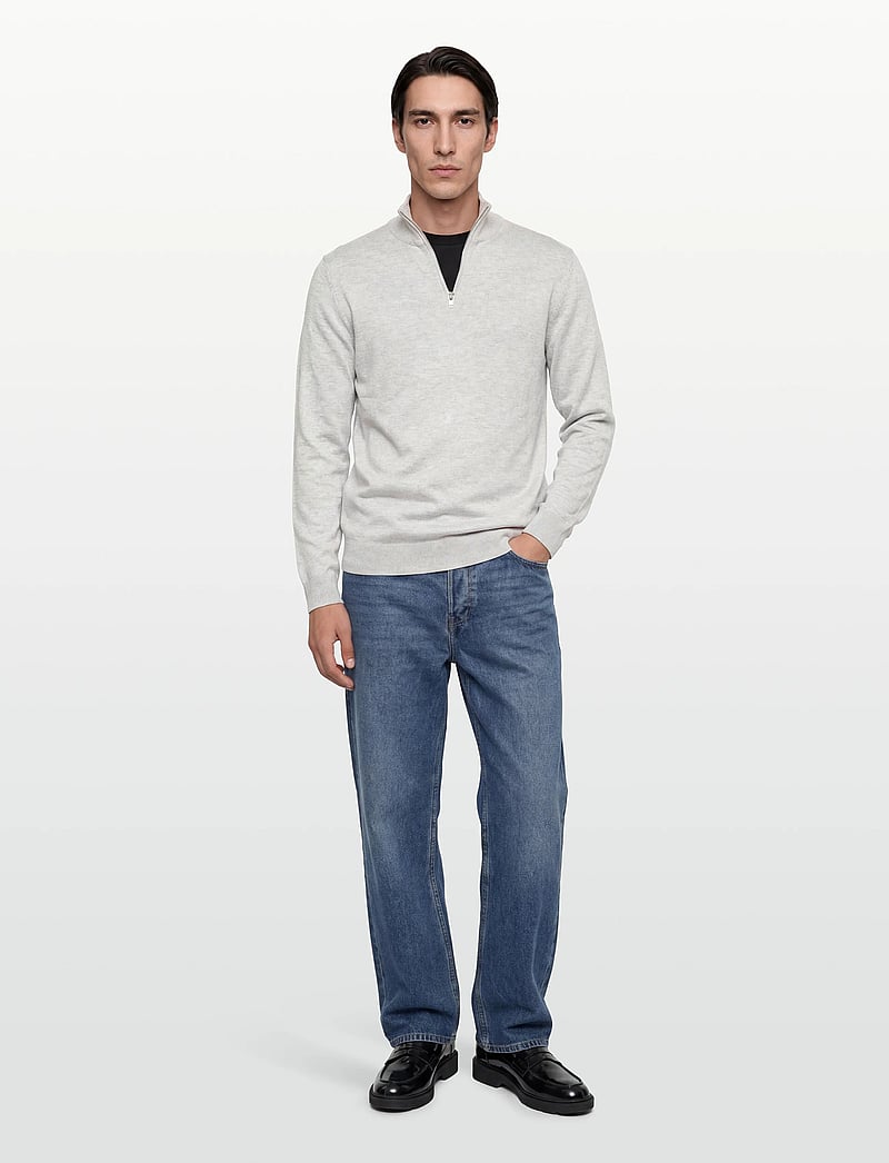Lindbergh - Ecovero half zip L/S knit - pullover mit halbem reißverschluss - fair grey mel - 0