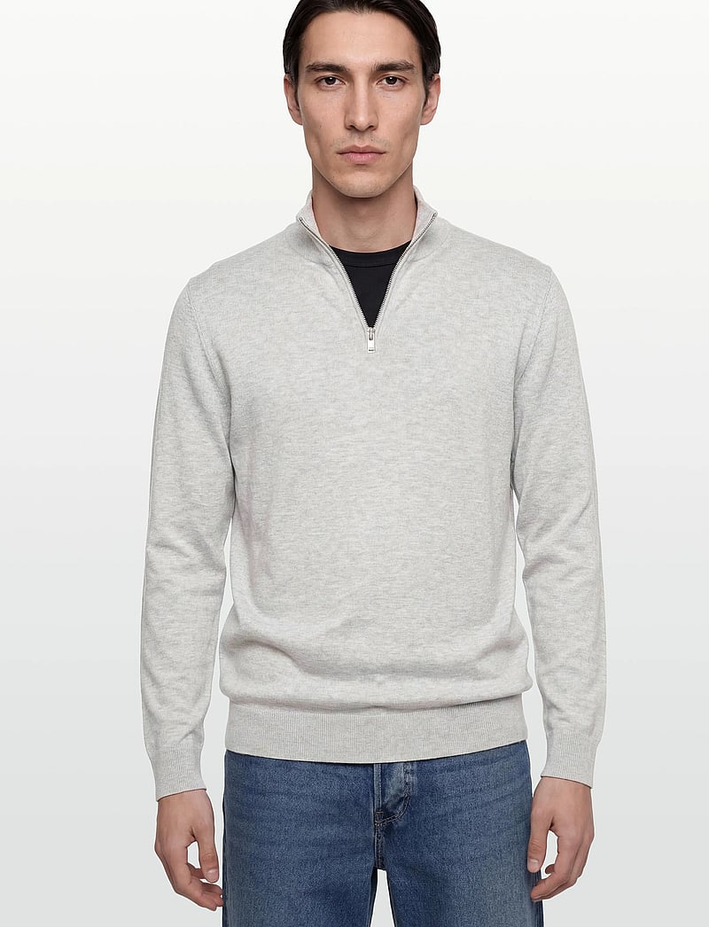 Lindbergh - Ecovero half zip L/S knit - pullover mit halbem reißverschluss - fair grey mel - 3