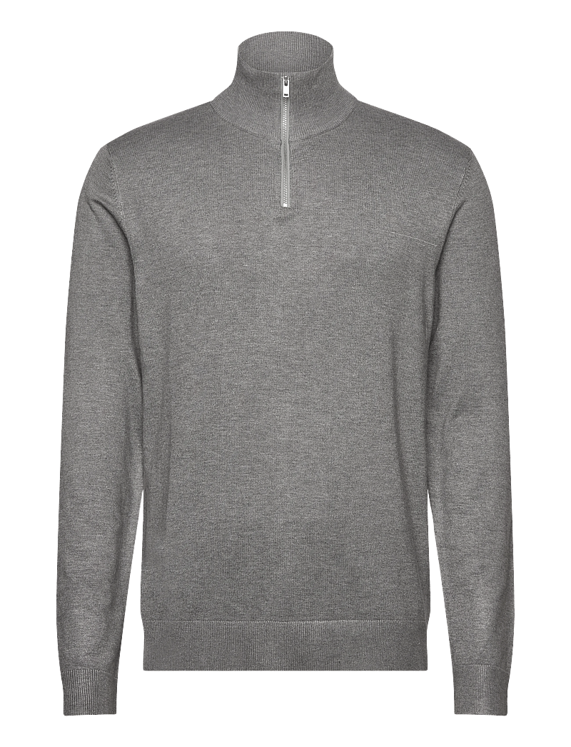 Lindbergh - Ecovero half zip L/S knit - pullover mit halbem reißverschluss - grey stone mix - 1