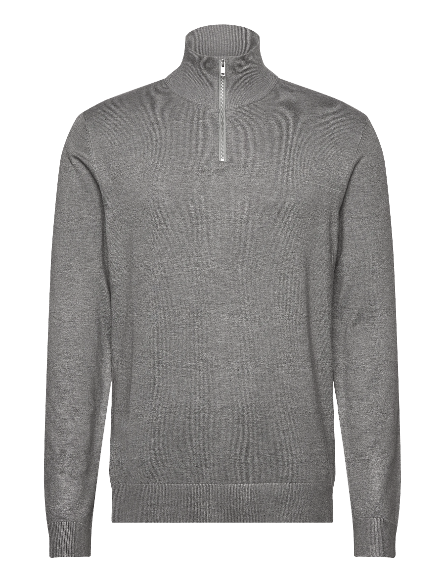 Lindbergh - Ecovero half zip L/S knit - pullover mit halbem reißverschluss - grey stone mix - 1