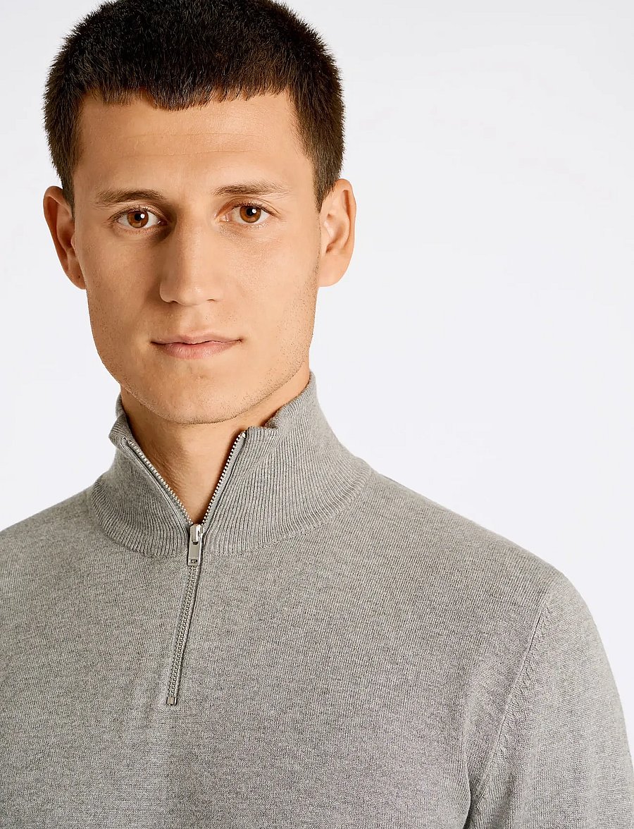 Lindbergh - Ecovero half zip L/S knit - pullover mit halbem reißverschluss - grey stone mix - 5