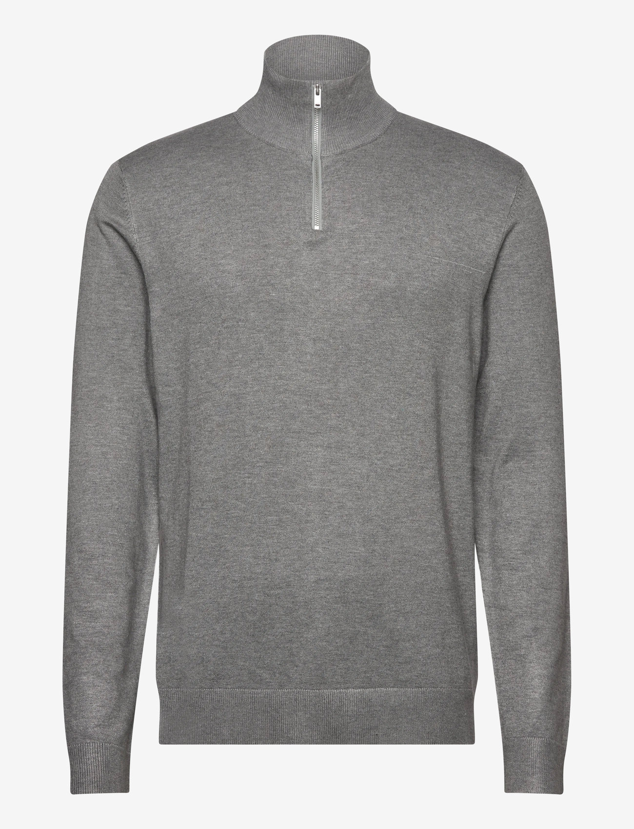 Lindbergh - Ecovero half zip L/S knit - tõmblukk-kaelusega džemprid - grey stone mix - 1