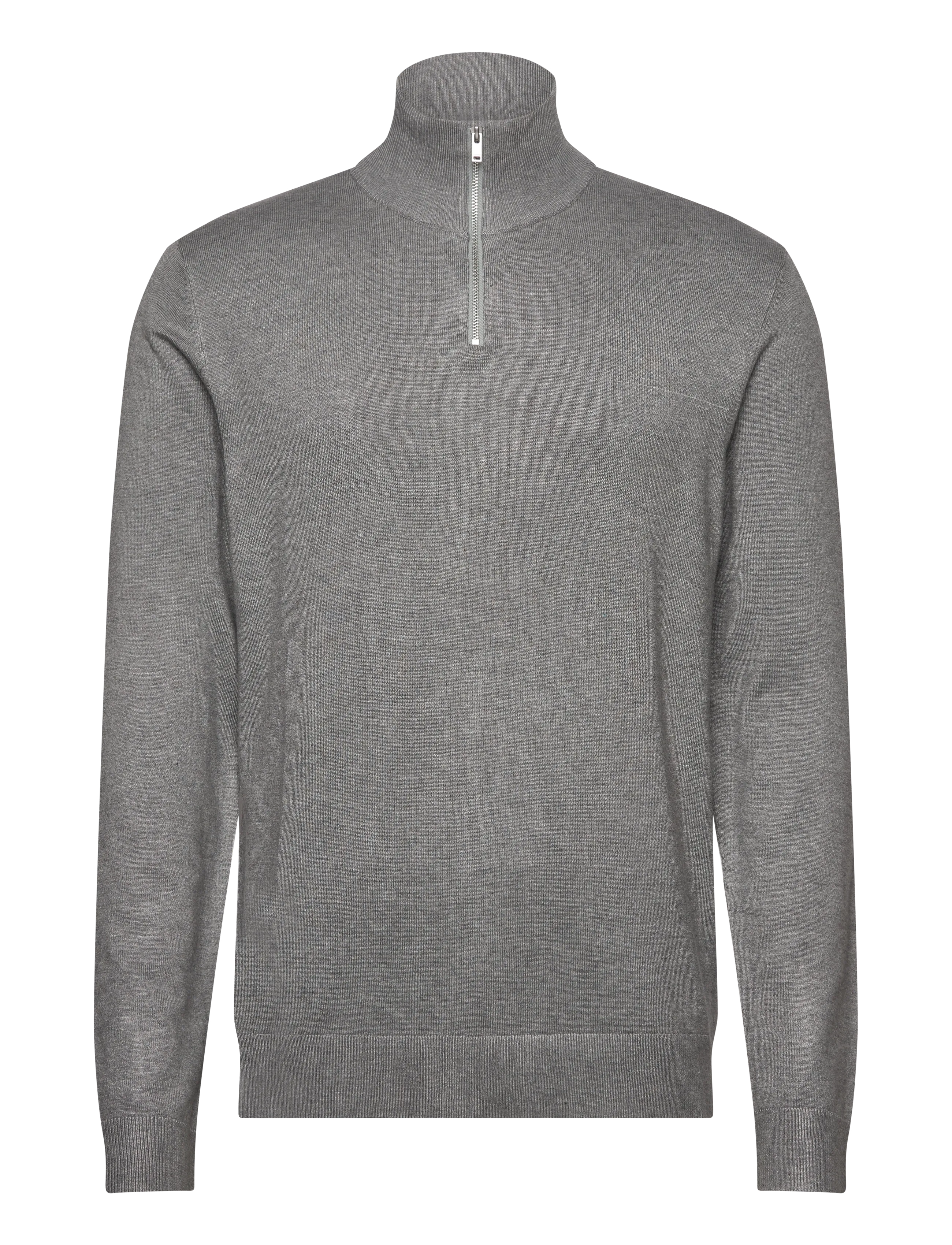 Lindbergh Ecovero half zip L/S knit - Knitwear - GREY STONE MIX / grey
