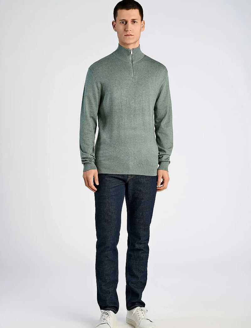 Lindbergh - Ecovero half zip L/S knit - džemperiai su trumpu užtrauktuku - jade green mel - 3