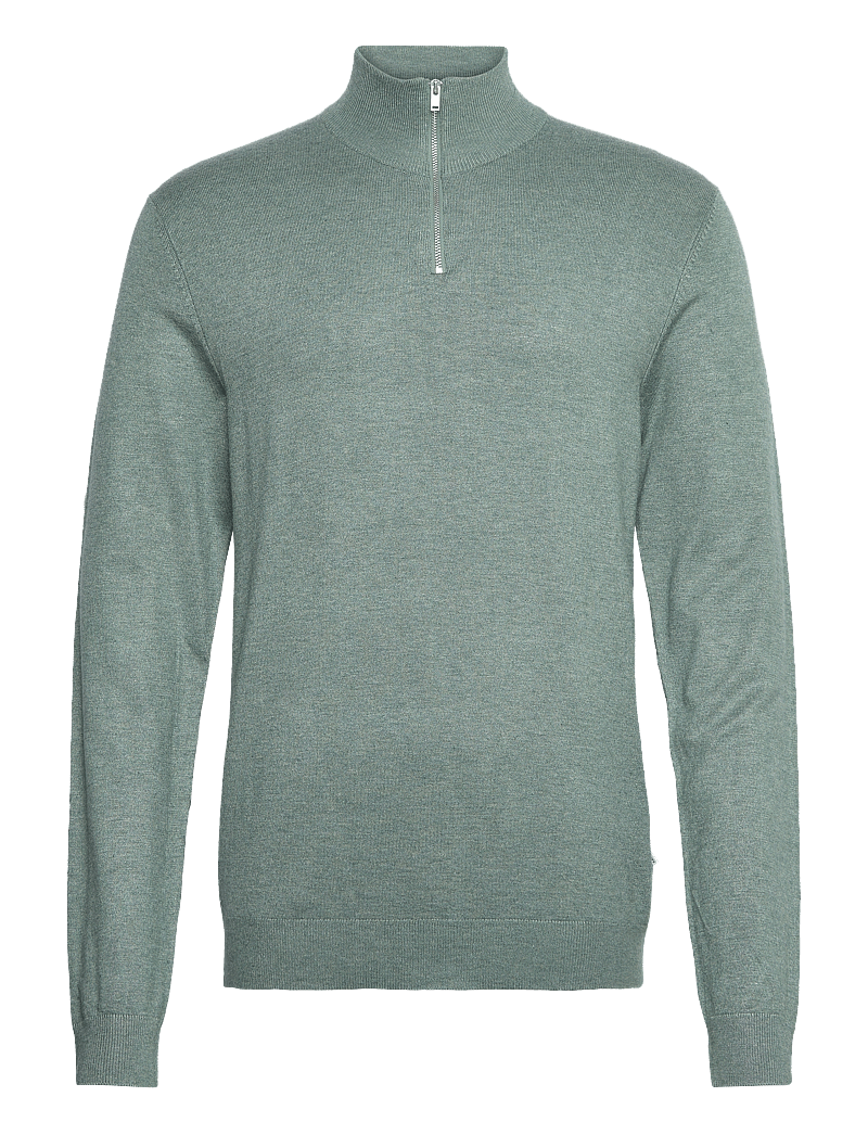 Lindbergh - Ecovero half zip L/S knit - pullover mit halbem reißverschluss - jade green mel - 1