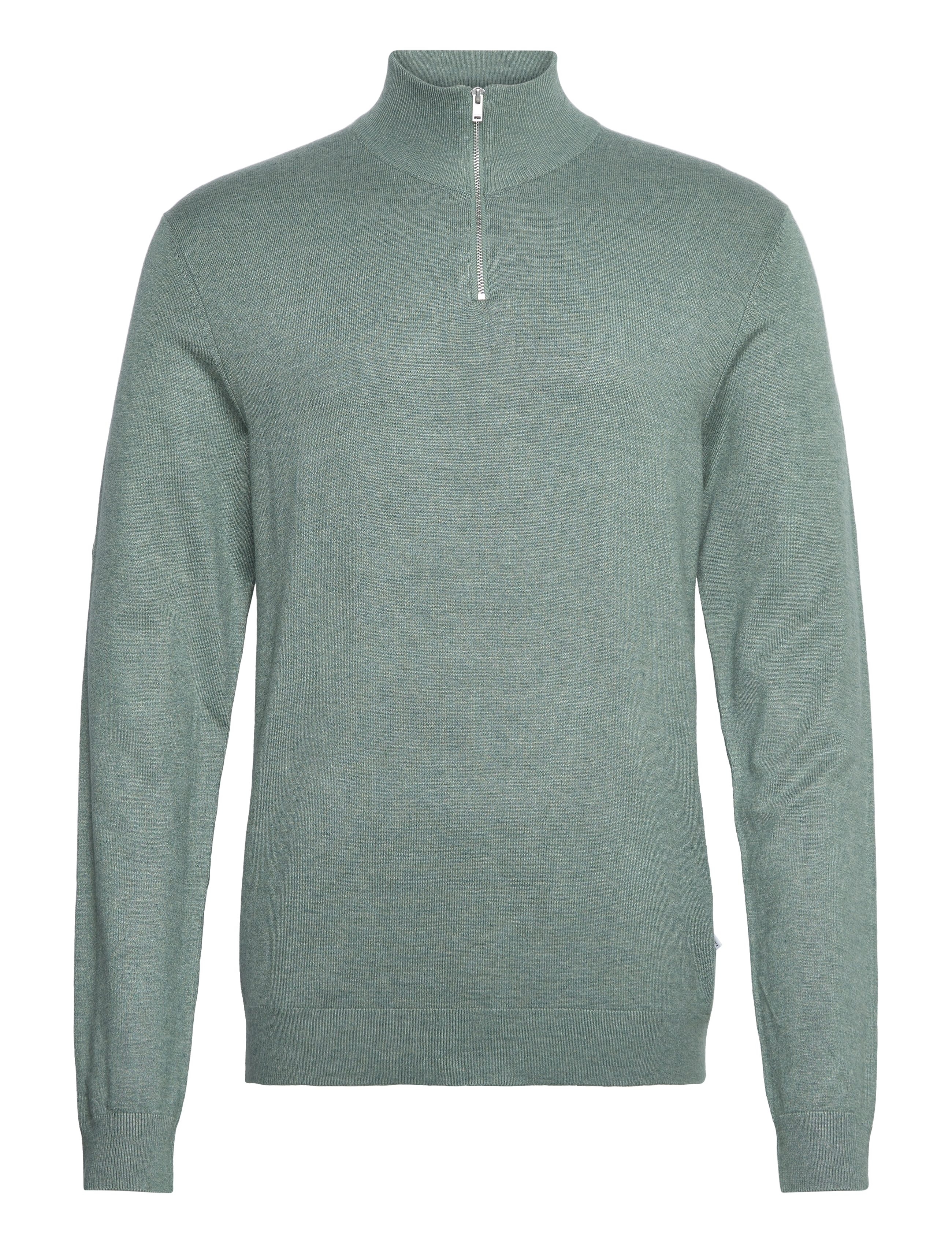 Lindbergh Ecovero half zip L/S knit - Tøj - JADE GREEN MEL / green