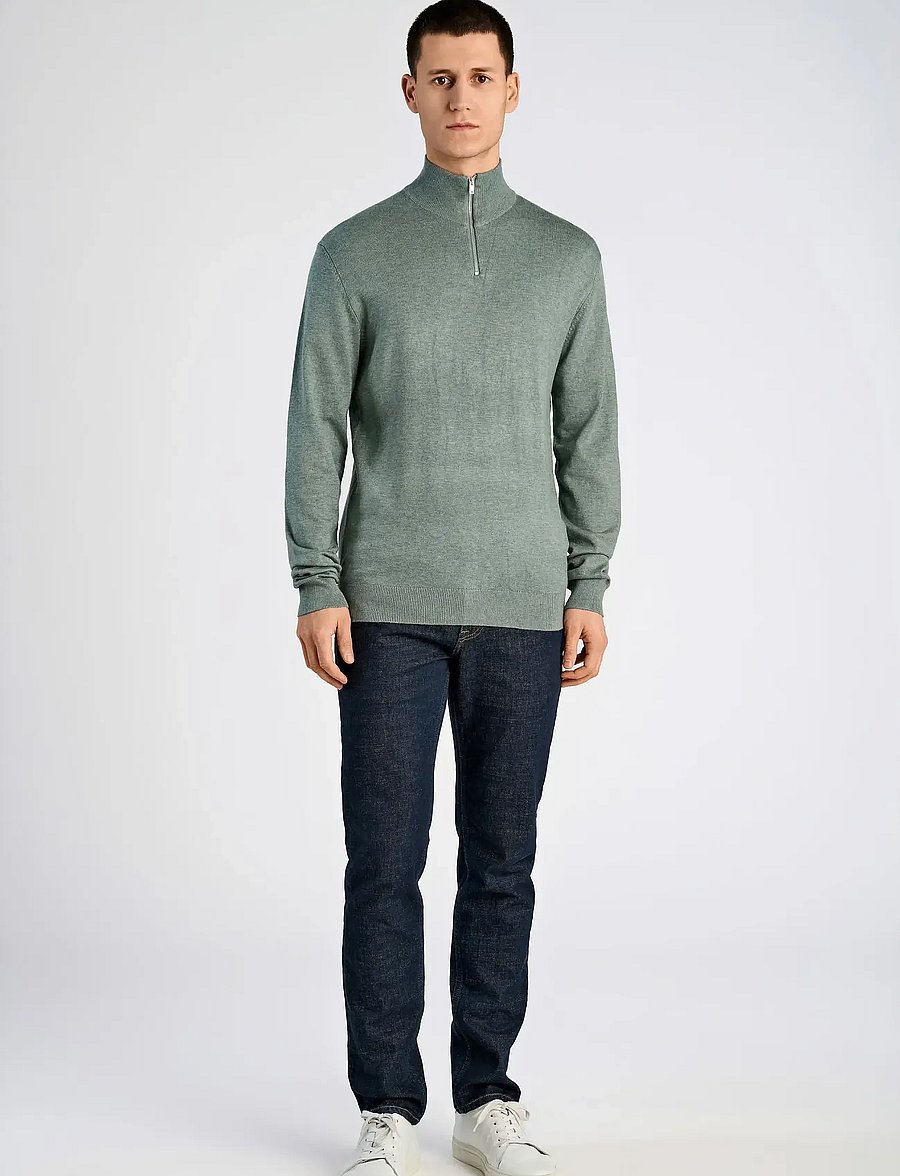 Lindbergh - Ecovero half zip L/S knit - pullover mit halbem reißverschluss - jade green mel - 3