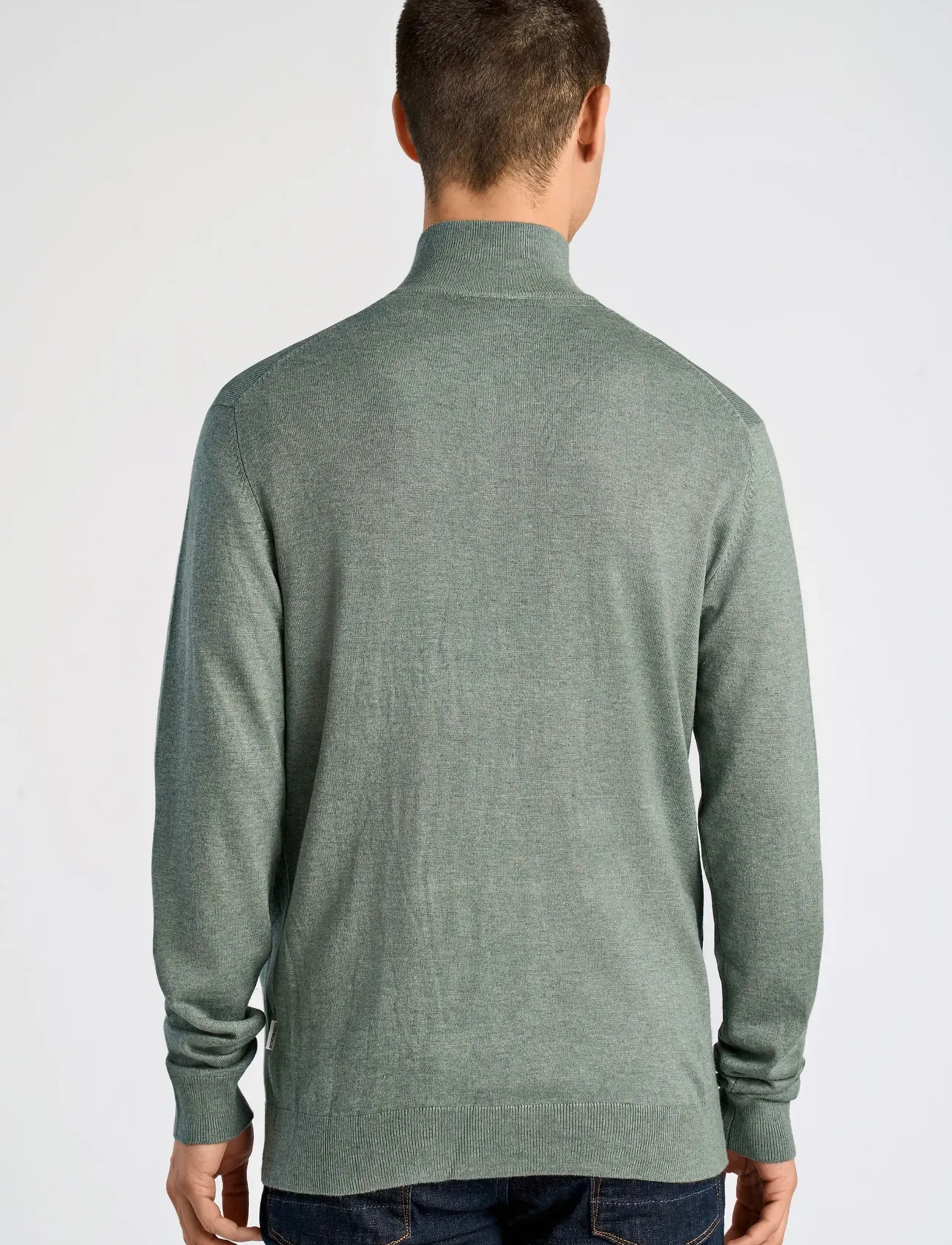 Lindbergh - Ecovero half zip L/S knit - half zip-tröjor - jade green mel - 4