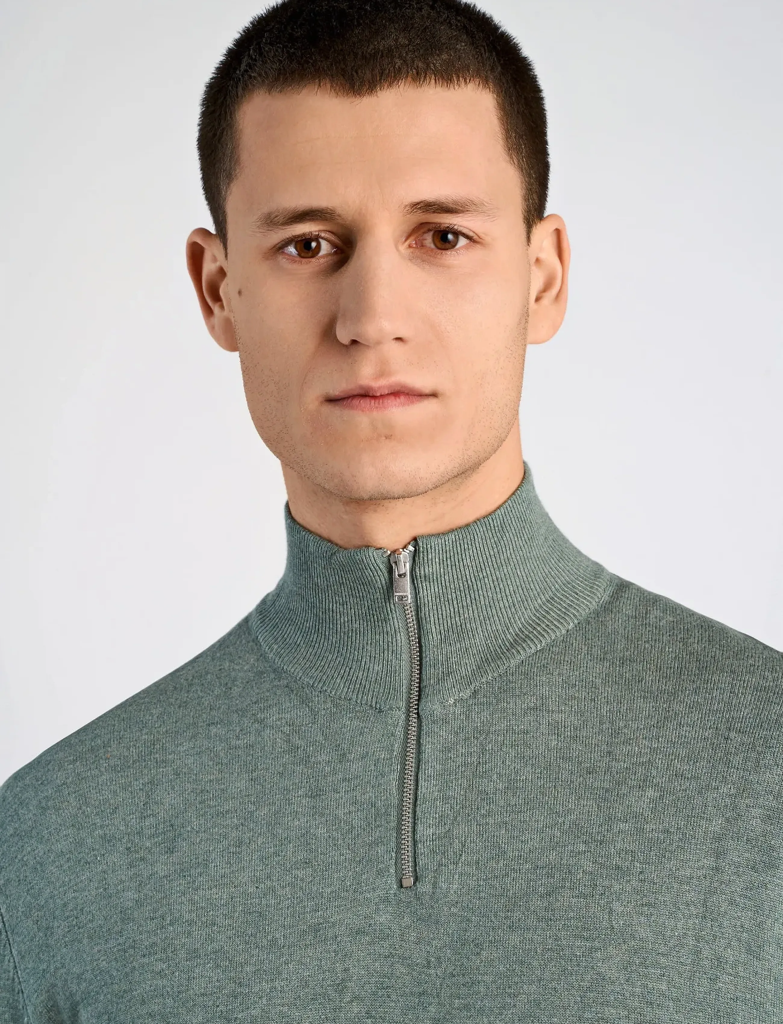 Lindbergh - Ecovero half zip L/S knit - half zip-tröjor - jade green mel - 5