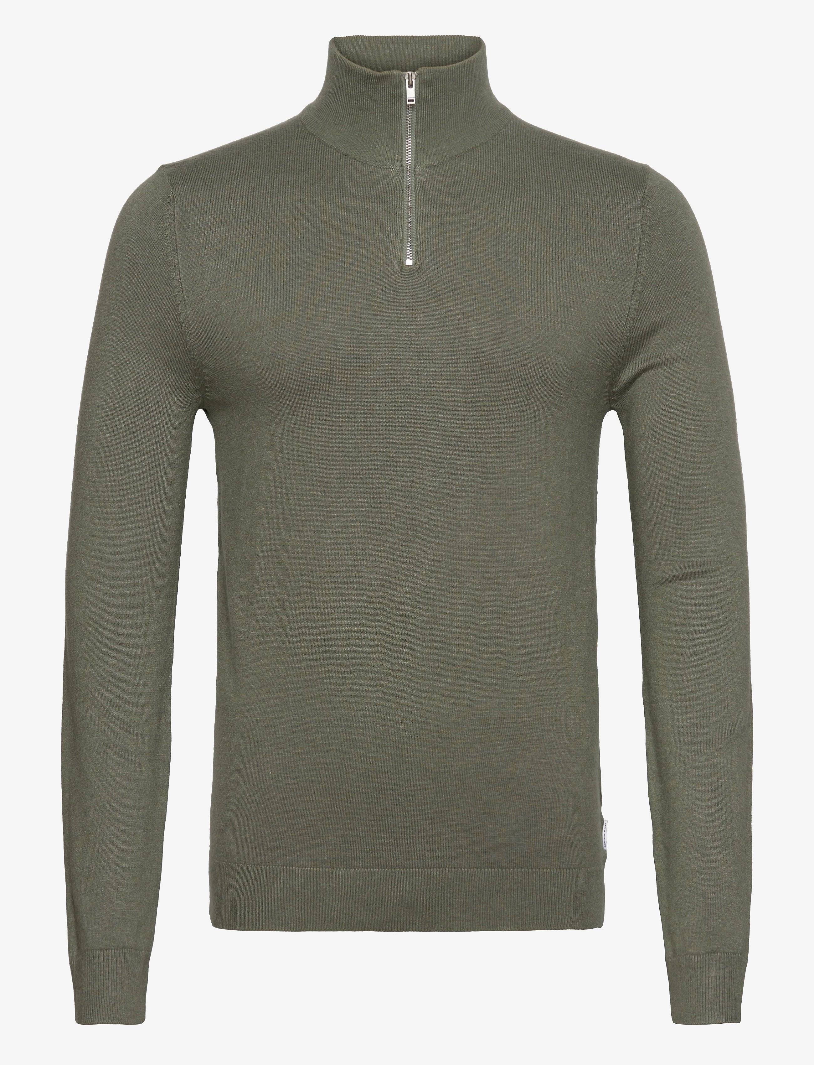Lindbergh - Ecovero half zip L/S knit - mænd - lt army mel - 1