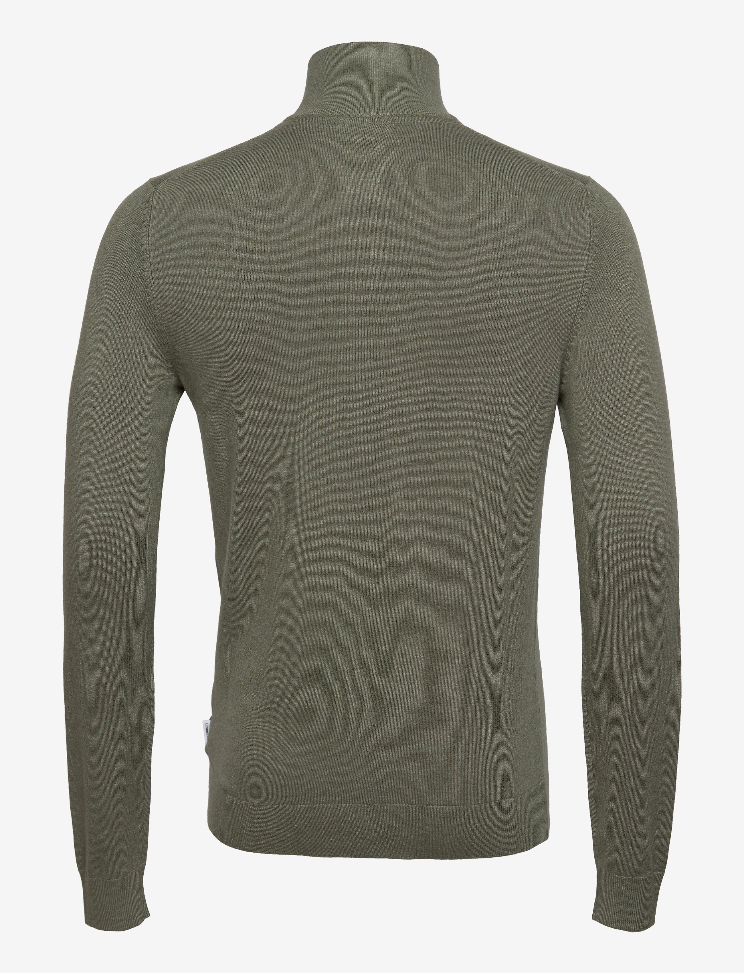 Lindbergh - Ecovero half zip L/S knit - mænd - lt army mel - 2