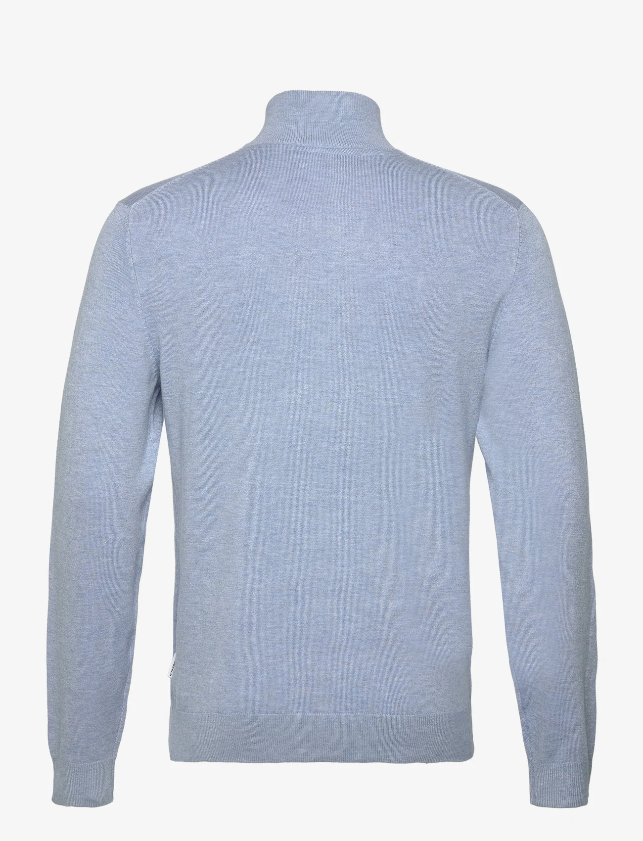 Lindbergh - Half zip mélange knit - basic-strickmode - lt blue mel - 1