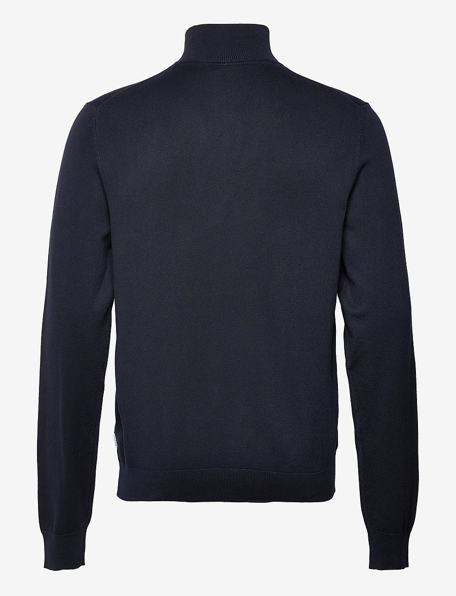 Lindbergh - Ecovero half zip L/S knit - puolivetoketjulliset neuleet - navy - 2