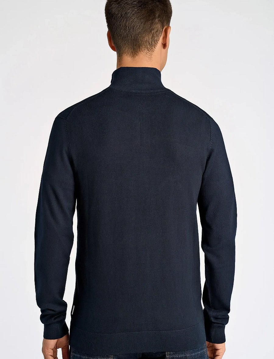 Lindbergh - Ecovero half zip L/S knit - puolivetoketjulliset neuleet - navy - 4