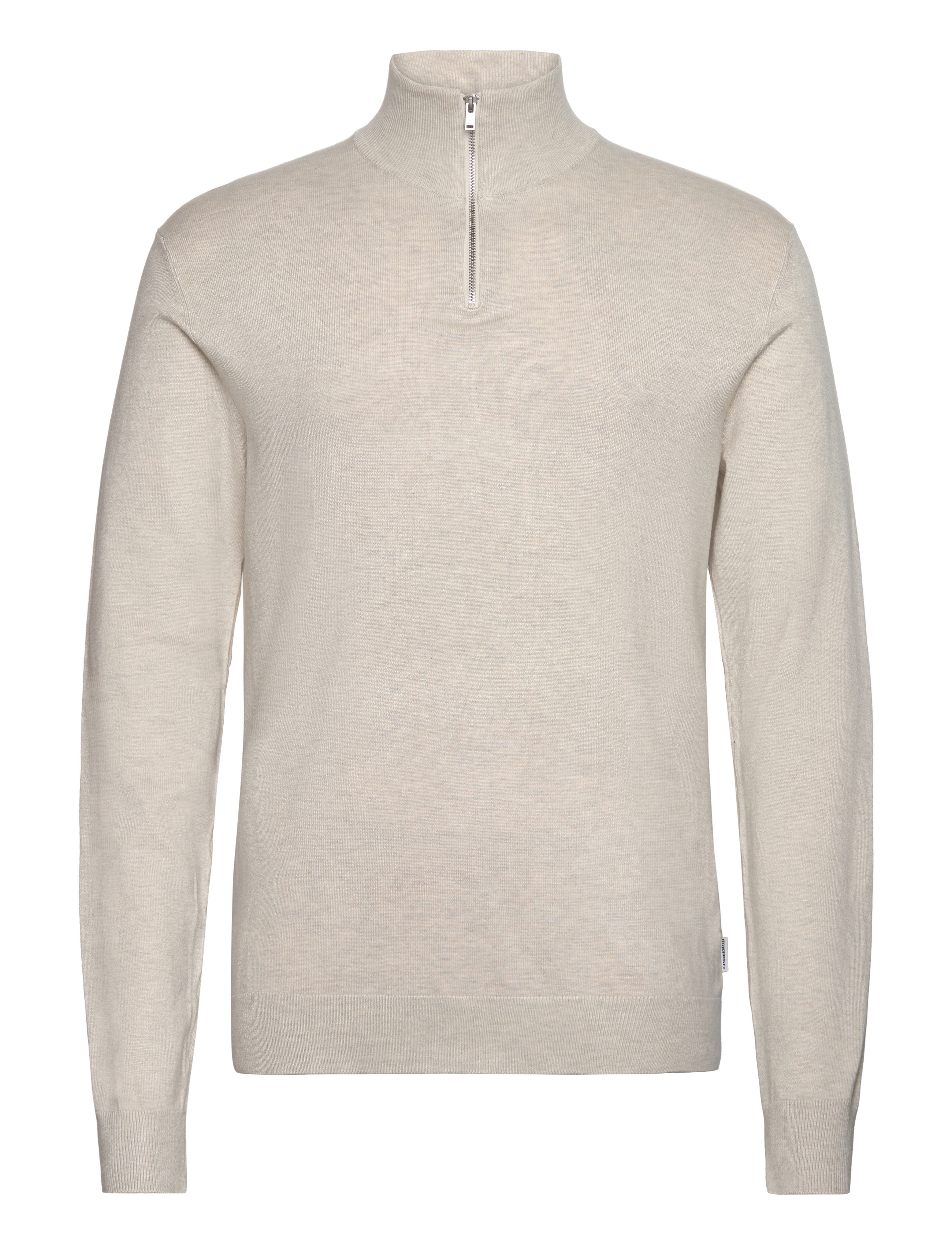 Lindbergh Ecovero half zip L/S knit - Knitwear - OFF WHITE MEL / cream