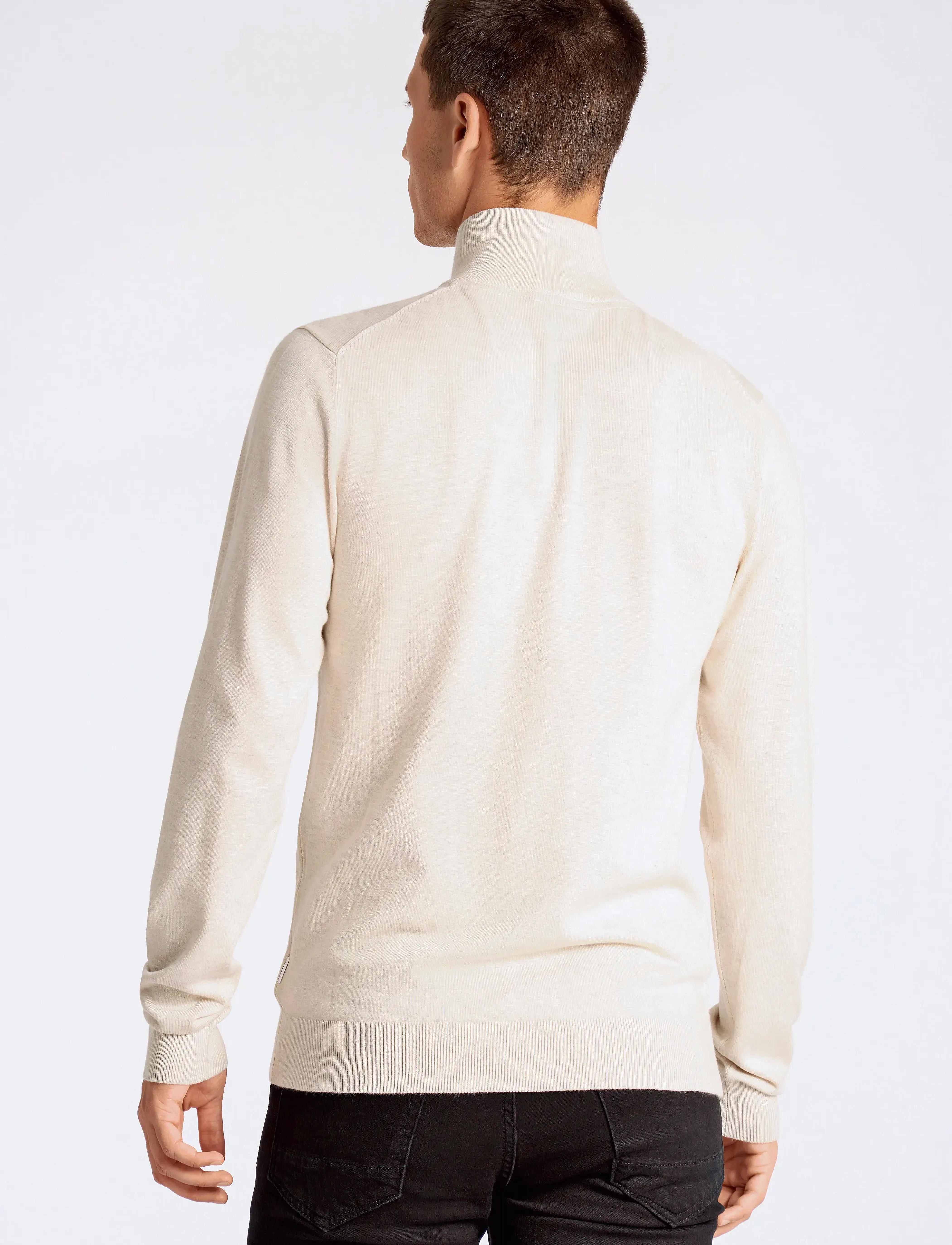 Lindbergh - Ecovero half zip L/S knit - half zip jumpers - off white mel - 3