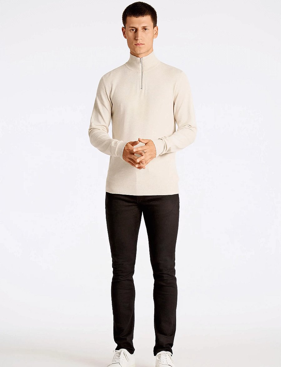 Lindbergh - Ecovero half zip L/S knit - pullover mit halbem reißverschluss - off white mel - 4