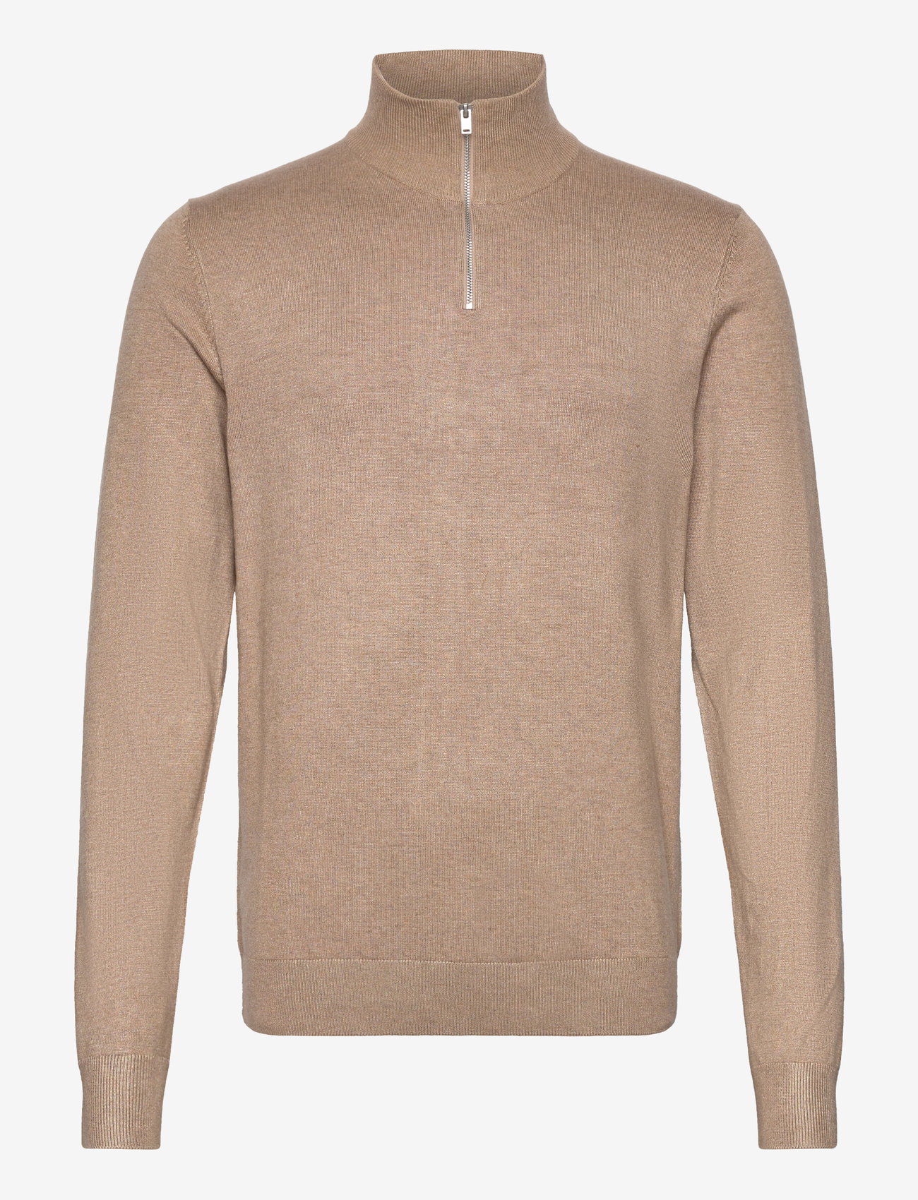 Lindbergh - Ecovero half zip L/S knit - pullover mit halbem reißverschluss - sand mel - 0