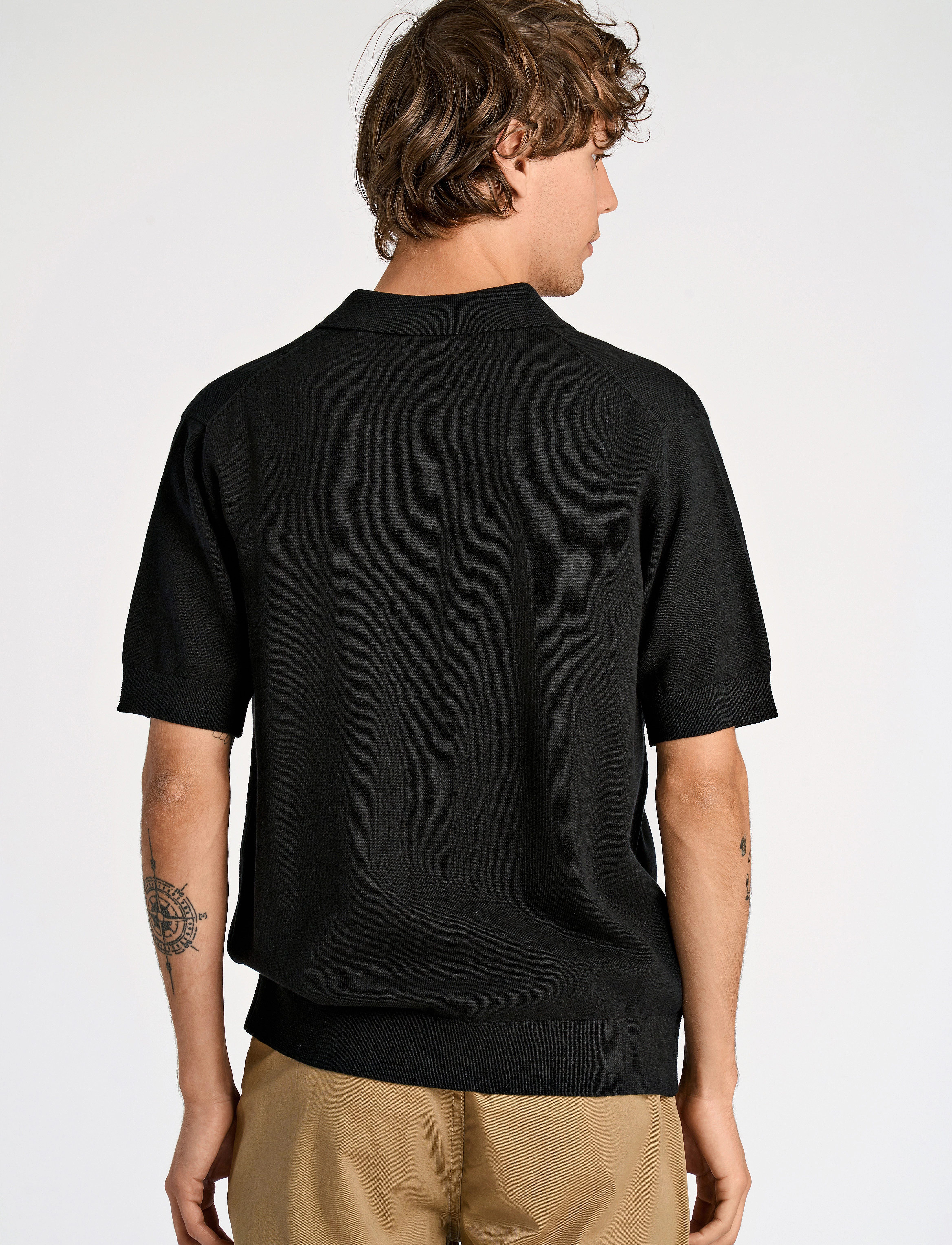 Lindbergh - Knitted S/S polo cardigan - black - 3