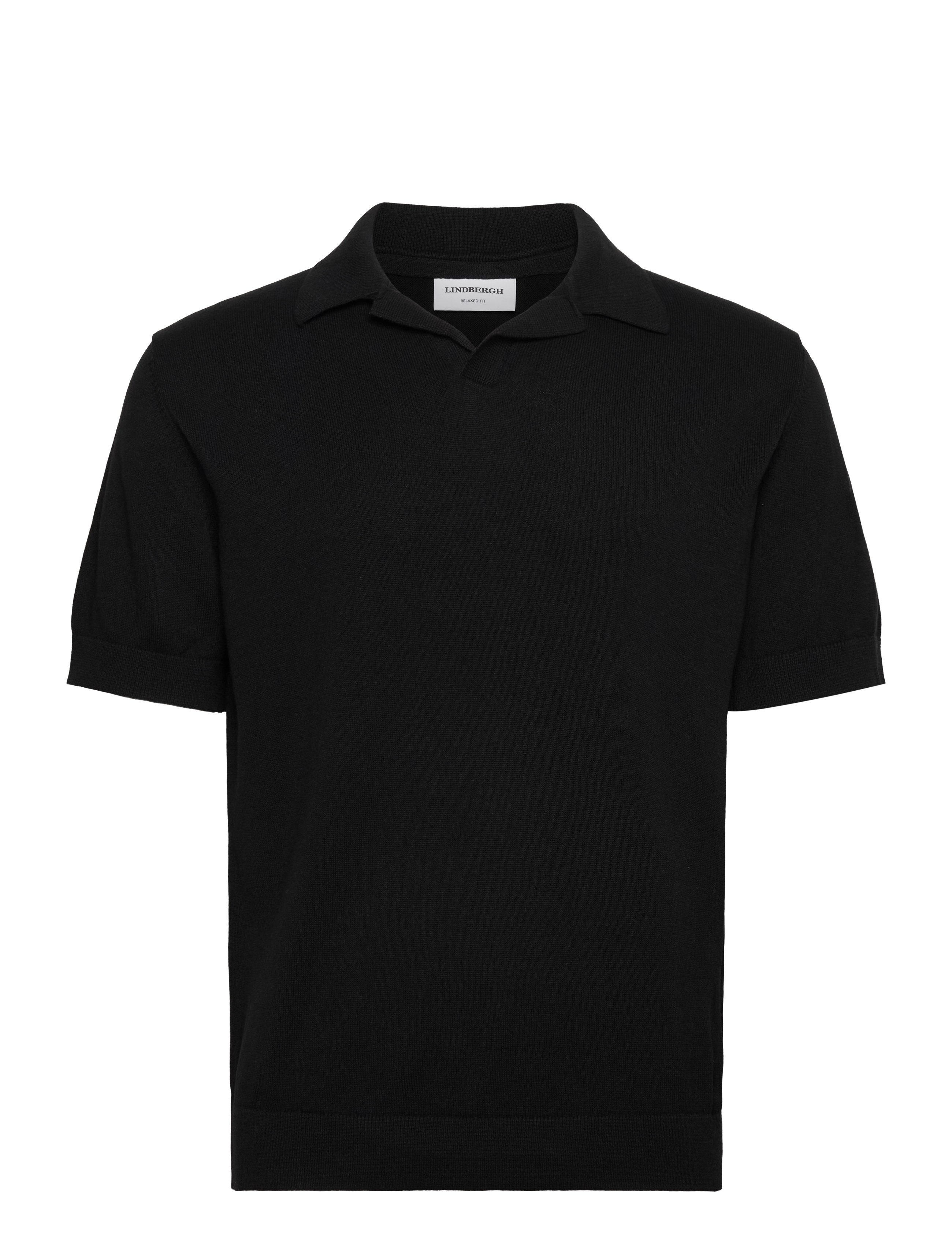 Lindbergh 100% recycle polo - Stickat - BLACK / black