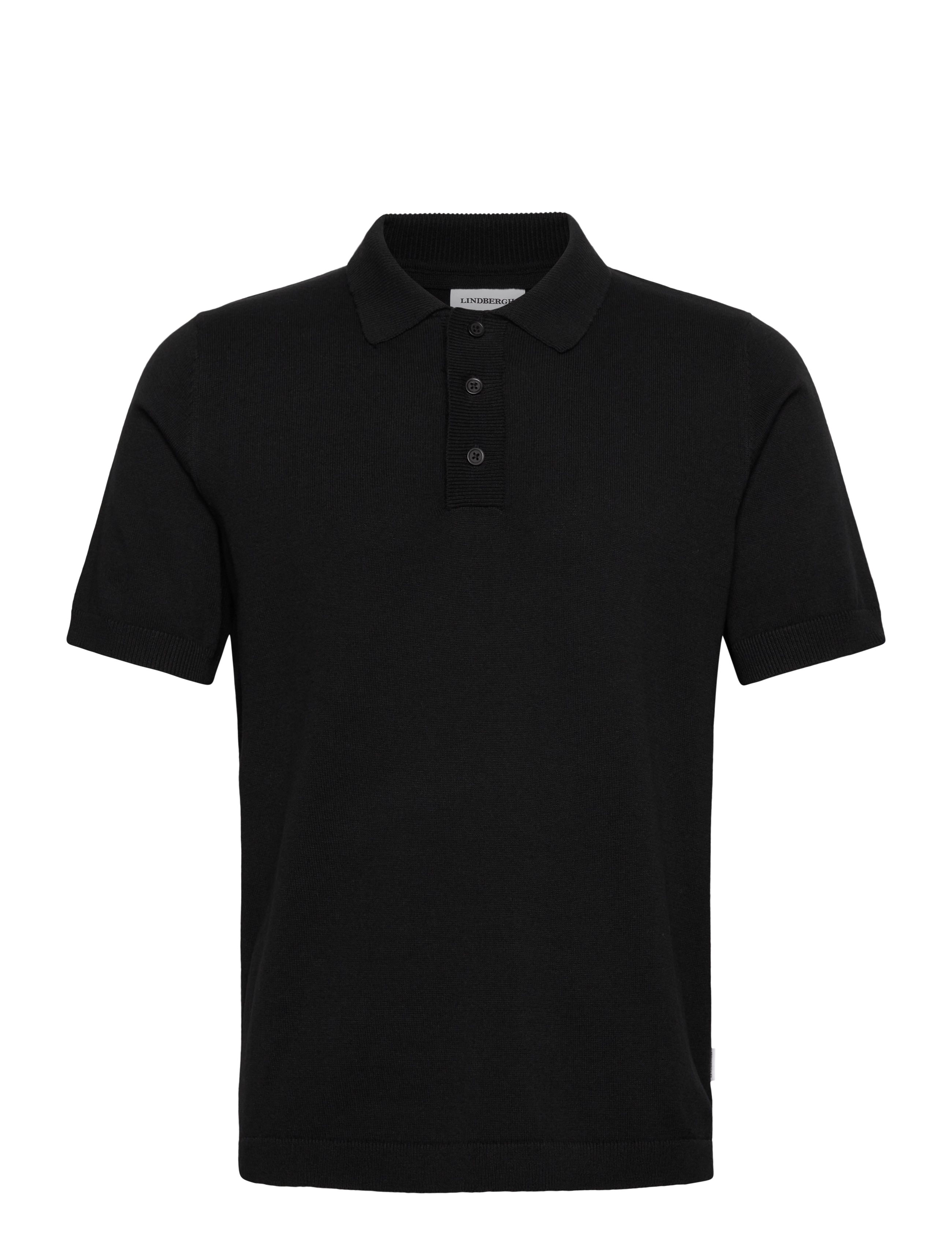 LINDBERGH Knittet S/S Polo Schwarz - S - Herren