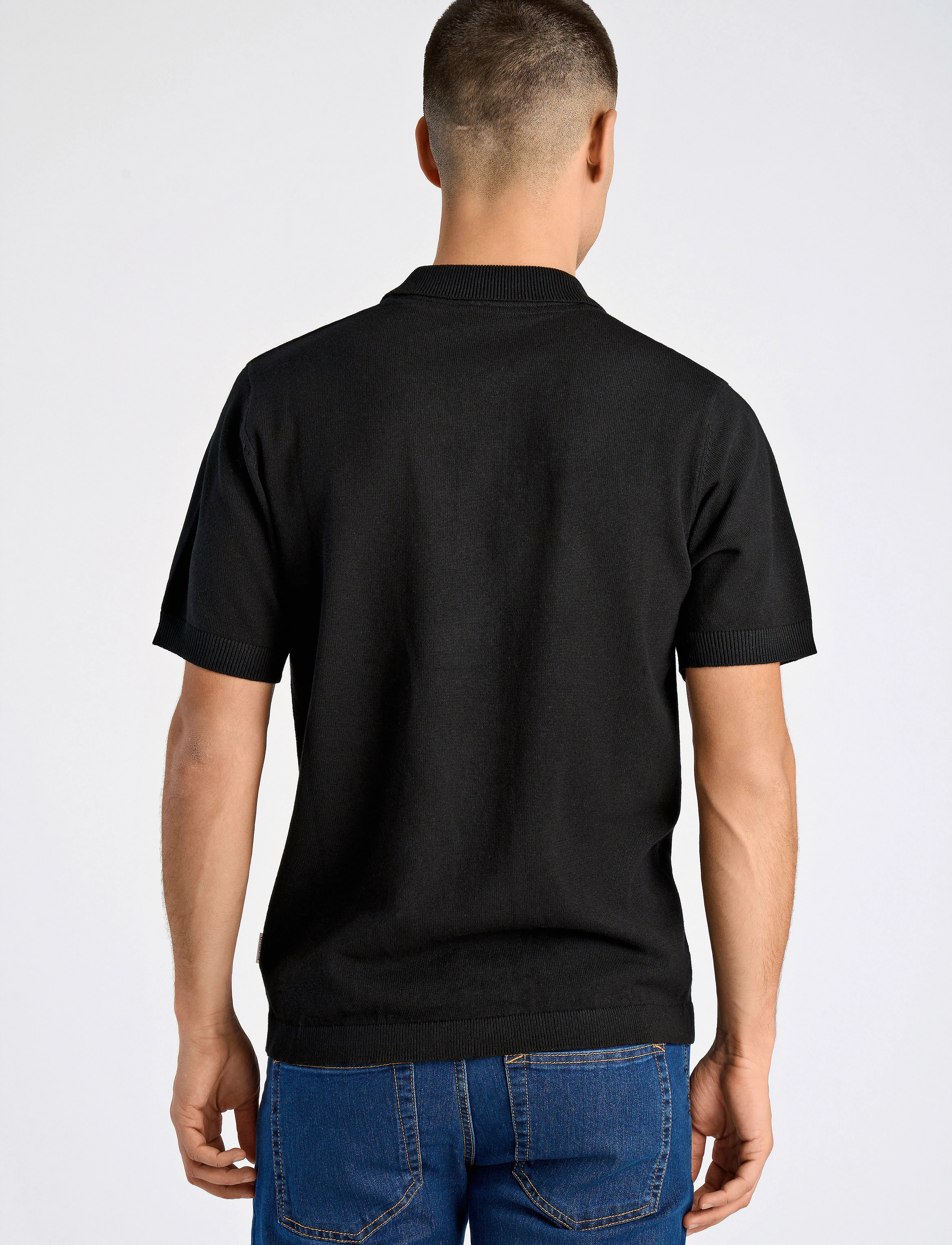 Lindbergh - Knittet S/S polo - swetry - black - 3