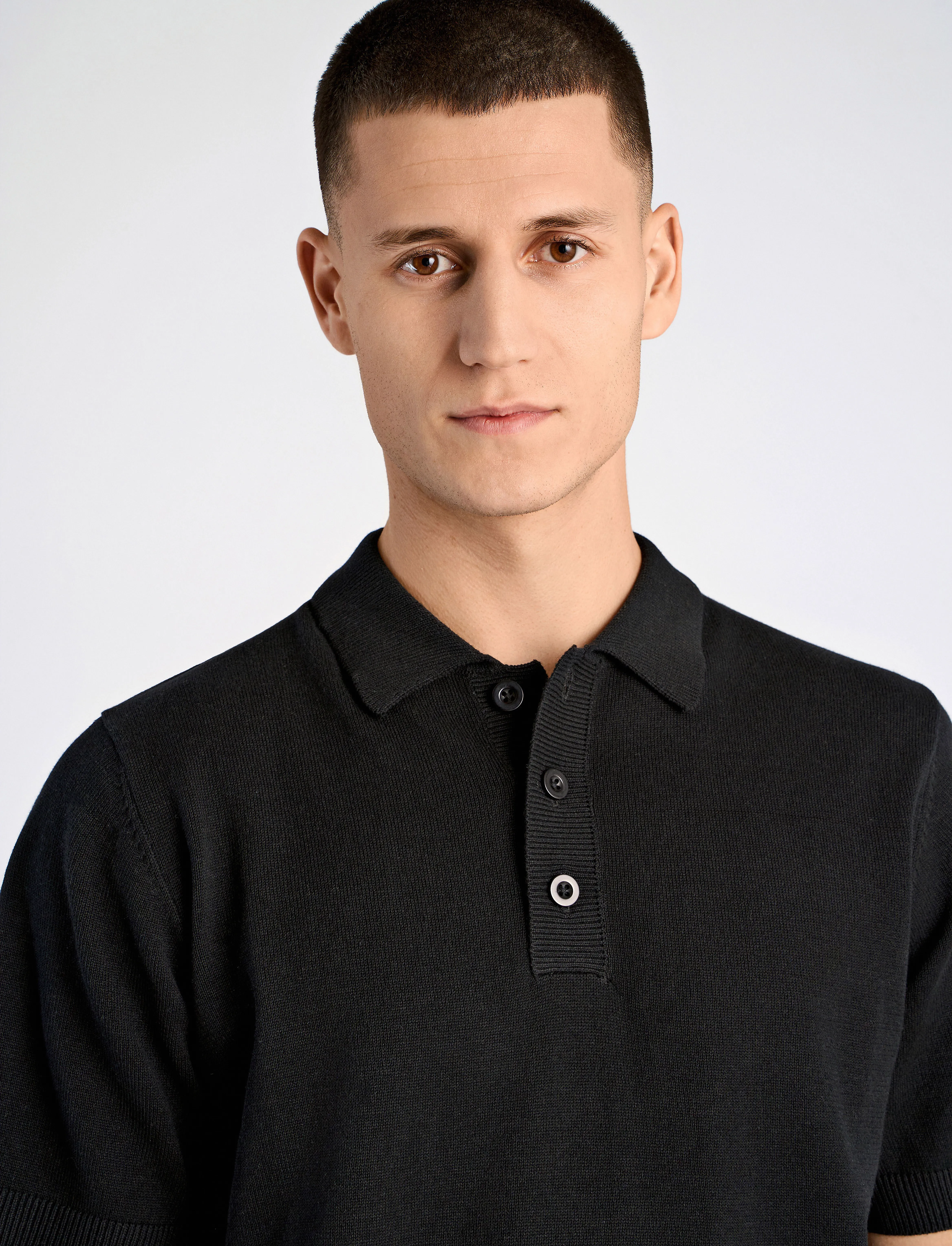 Lindbergh - Knittet S/S polo - swetry - black - 5