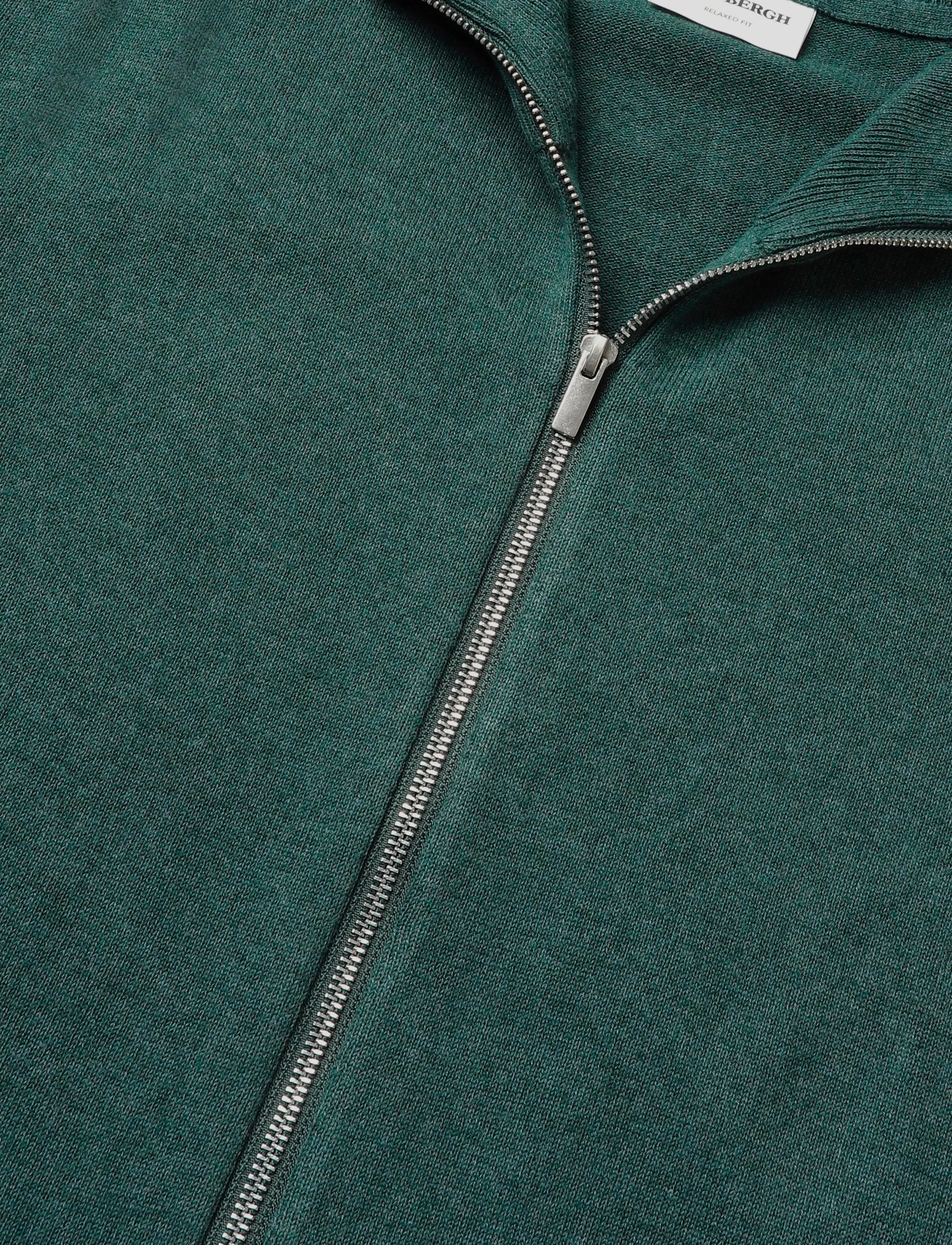 Lindbergh - 100% recycle knit full zip - polokrage - army - 5