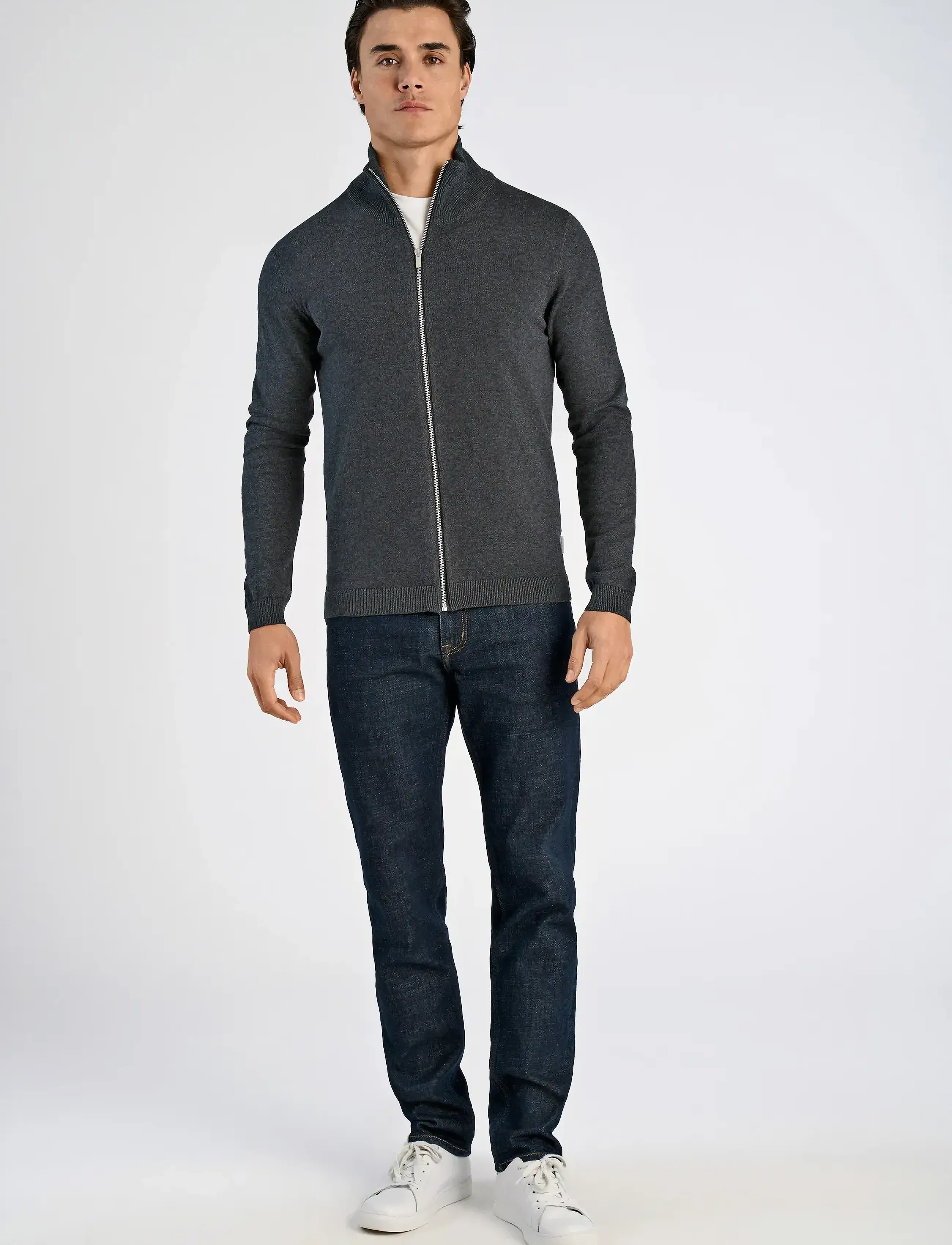Lindbergh - 100% recycle knit full zip - polokrage - charcoal - 4