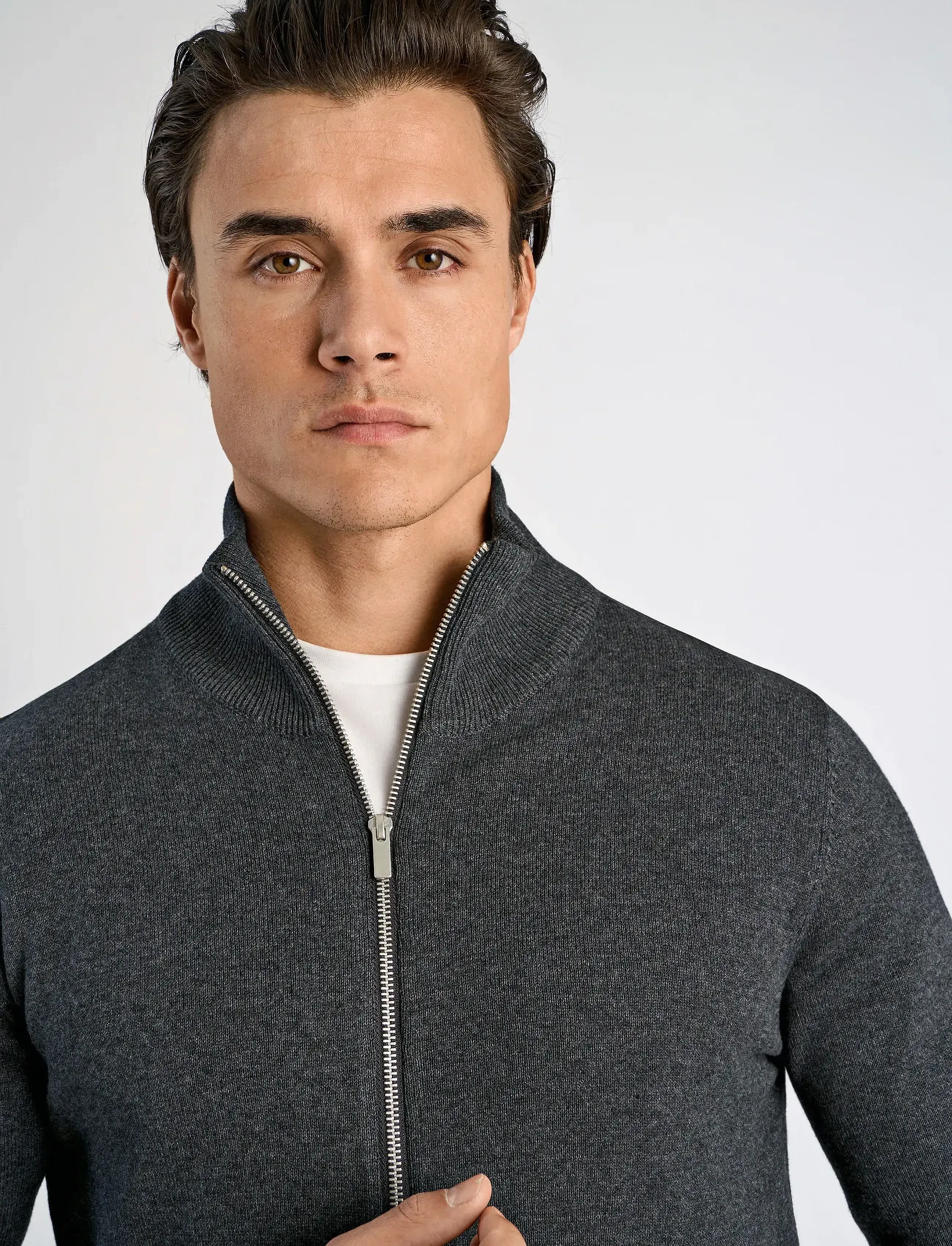 Lindbergh - 100% recycle knit full zip - polokrage - charcoal - 5