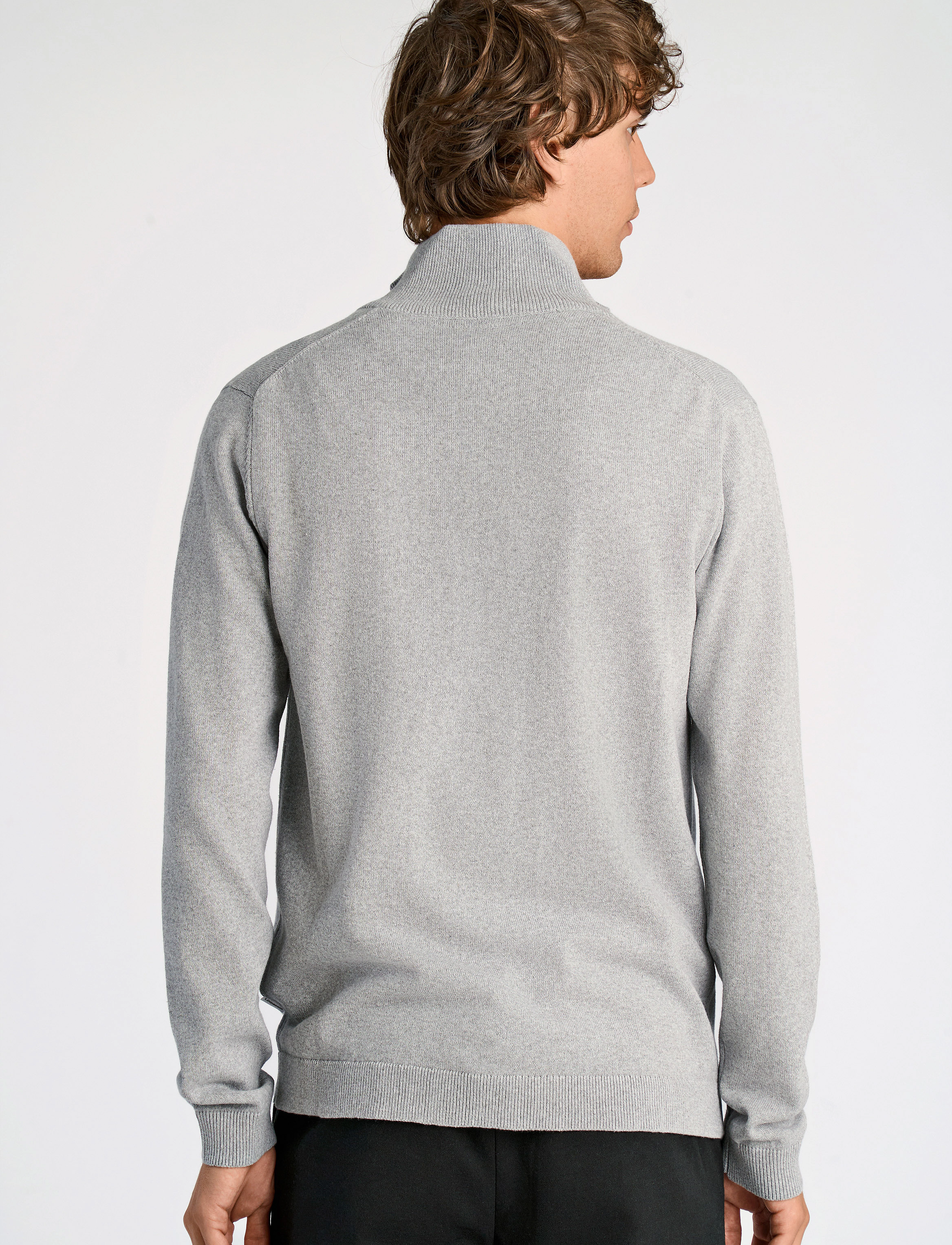 Lindbergh - 100% recycle knit full zip - rollkragen - dk grey - 3