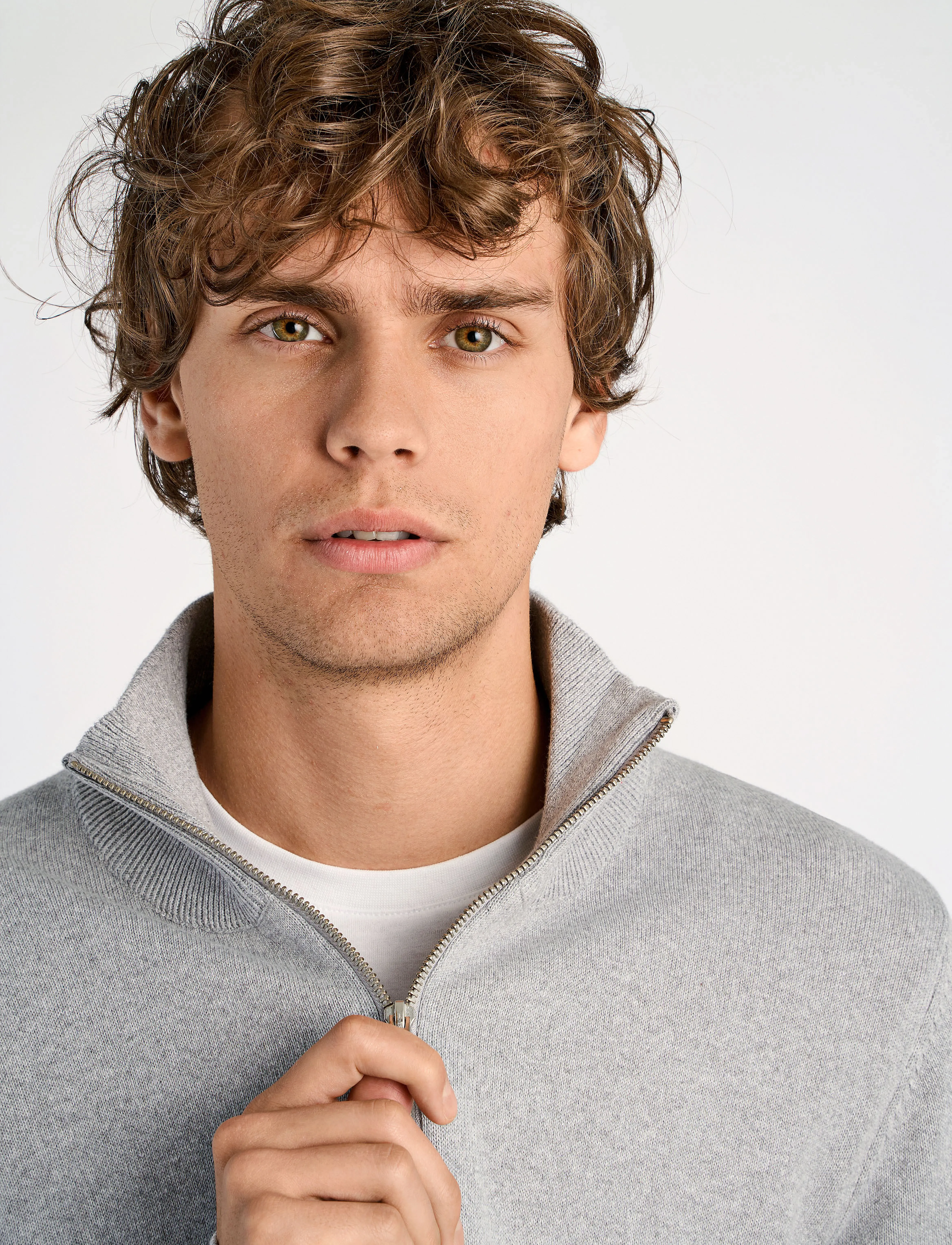 Lindbergh - 100% recycle knit full zip - rollkragen - dk grey - 5