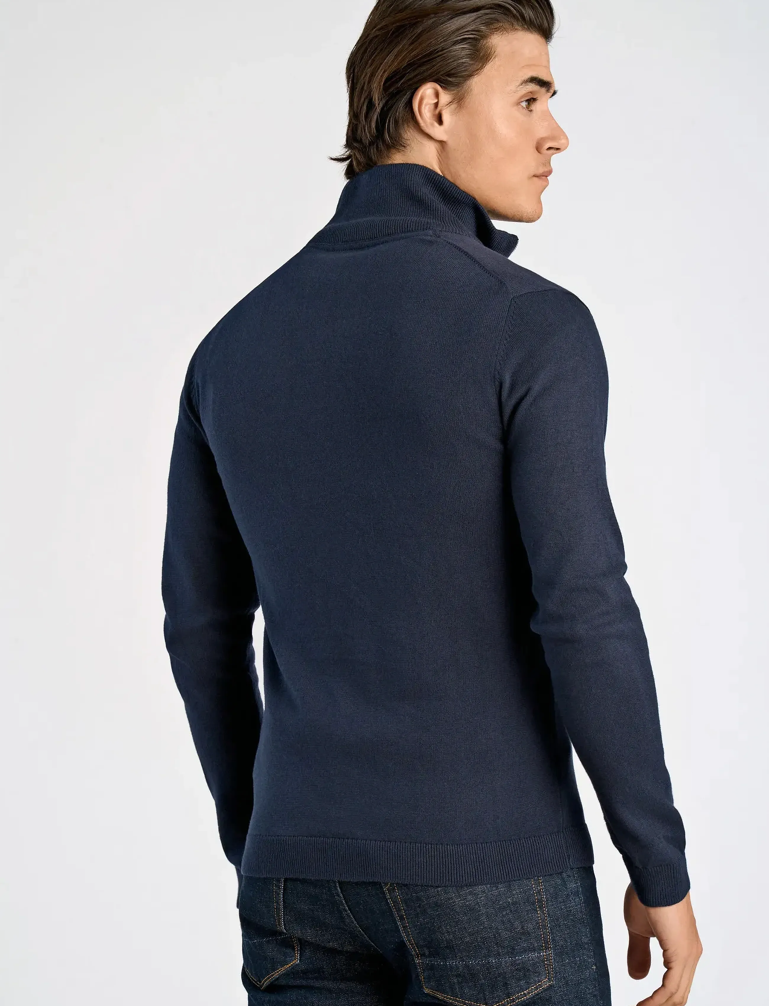 Lindbergh - 100% recycle knit full zip - turtlenecks - navy - 3