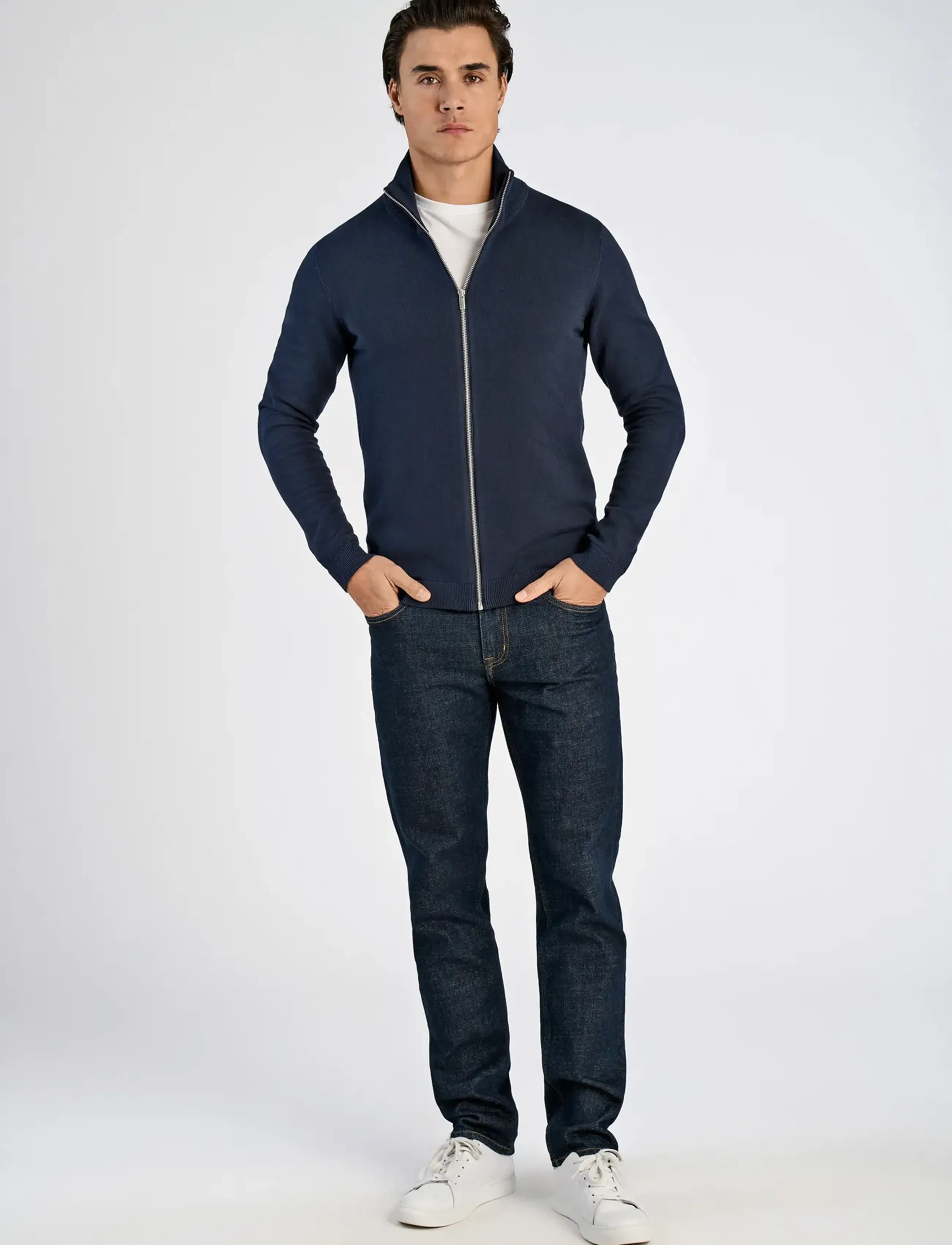 Lindbergh - 100% recycle knit full zip - turtlenecks - navy - 4